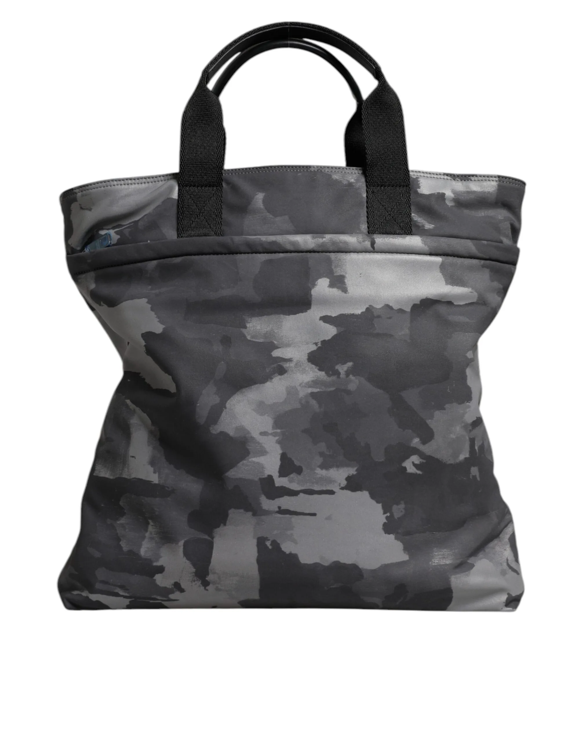 Gray Camo Cotton Multiple Compartments Tote Bag - Image 4