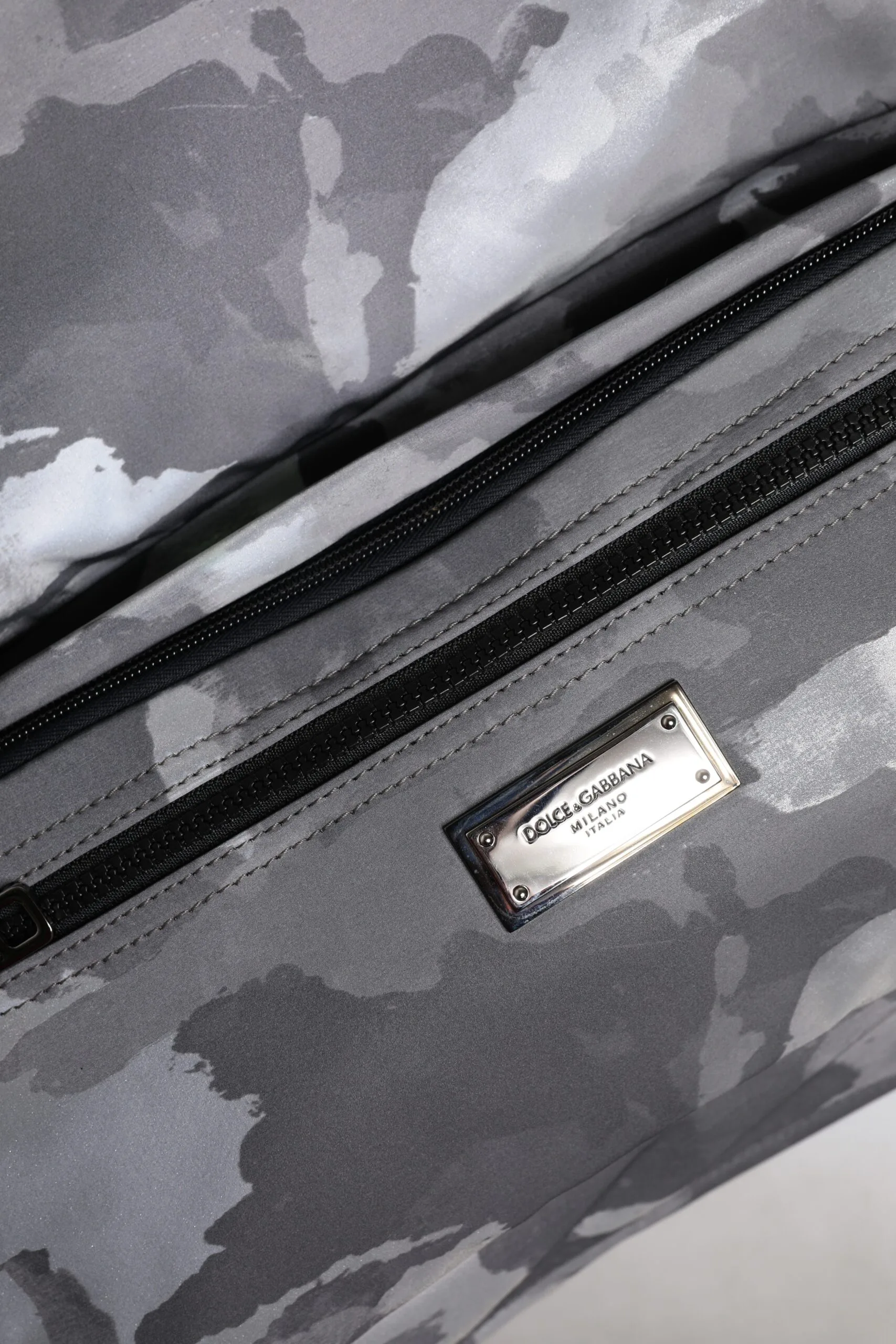 Gray Camo Cotton Multiple Compartments Tote Bag - Image 6