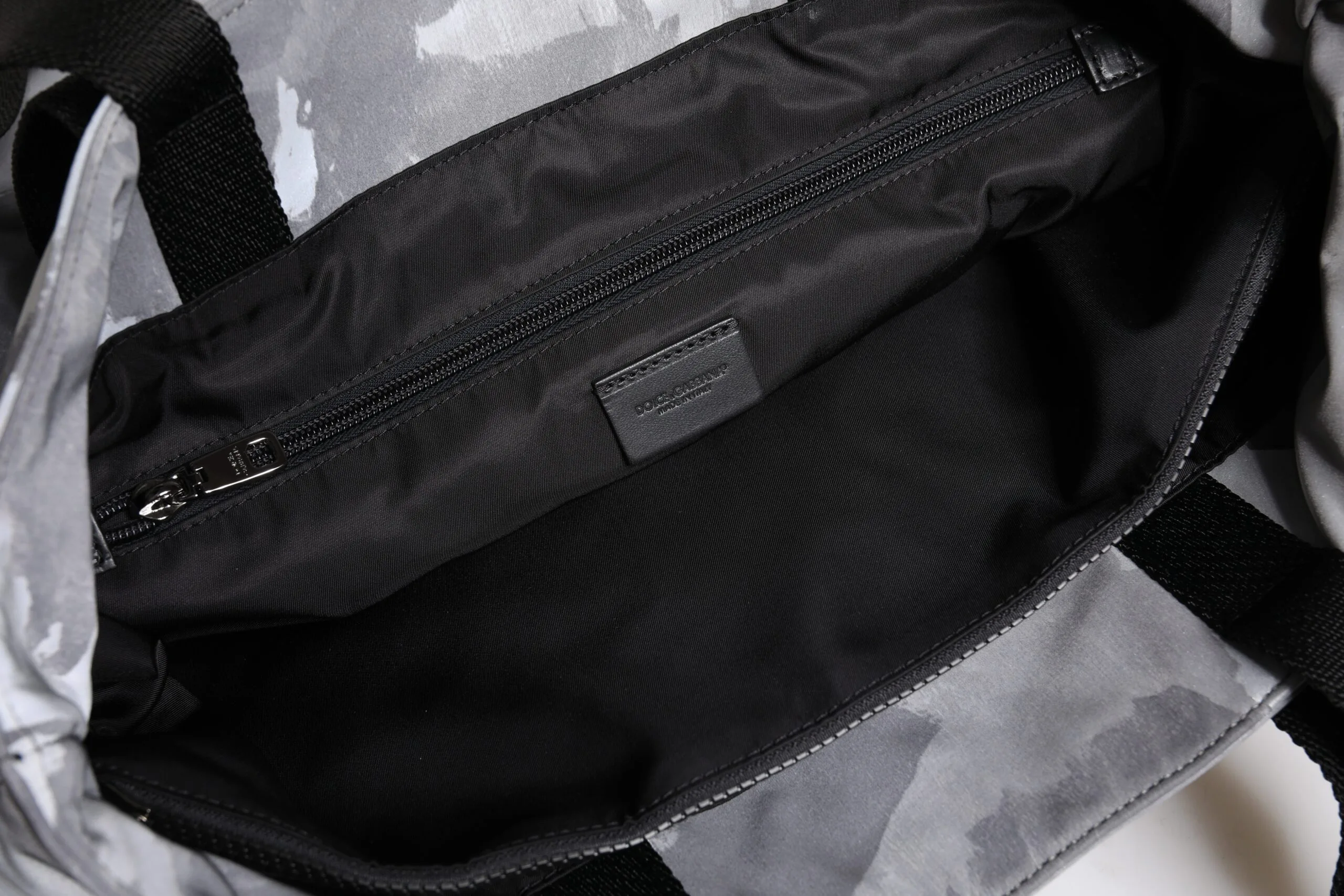 Gray Camo Cotton Multiple Compartments Tote Bag - Image 8