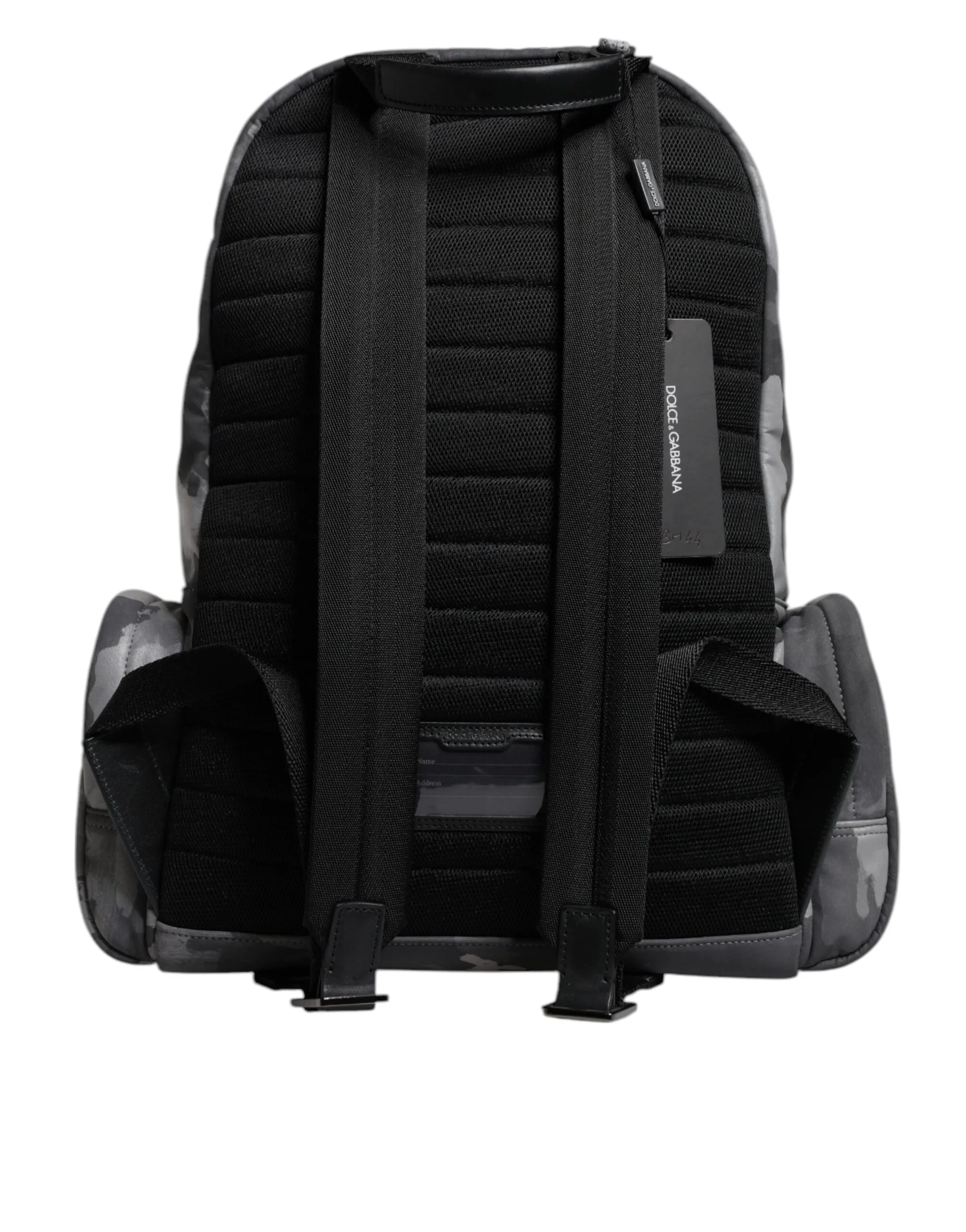Gray Cotton Camouflage Logo Plaque Backpack Bag - Image 4