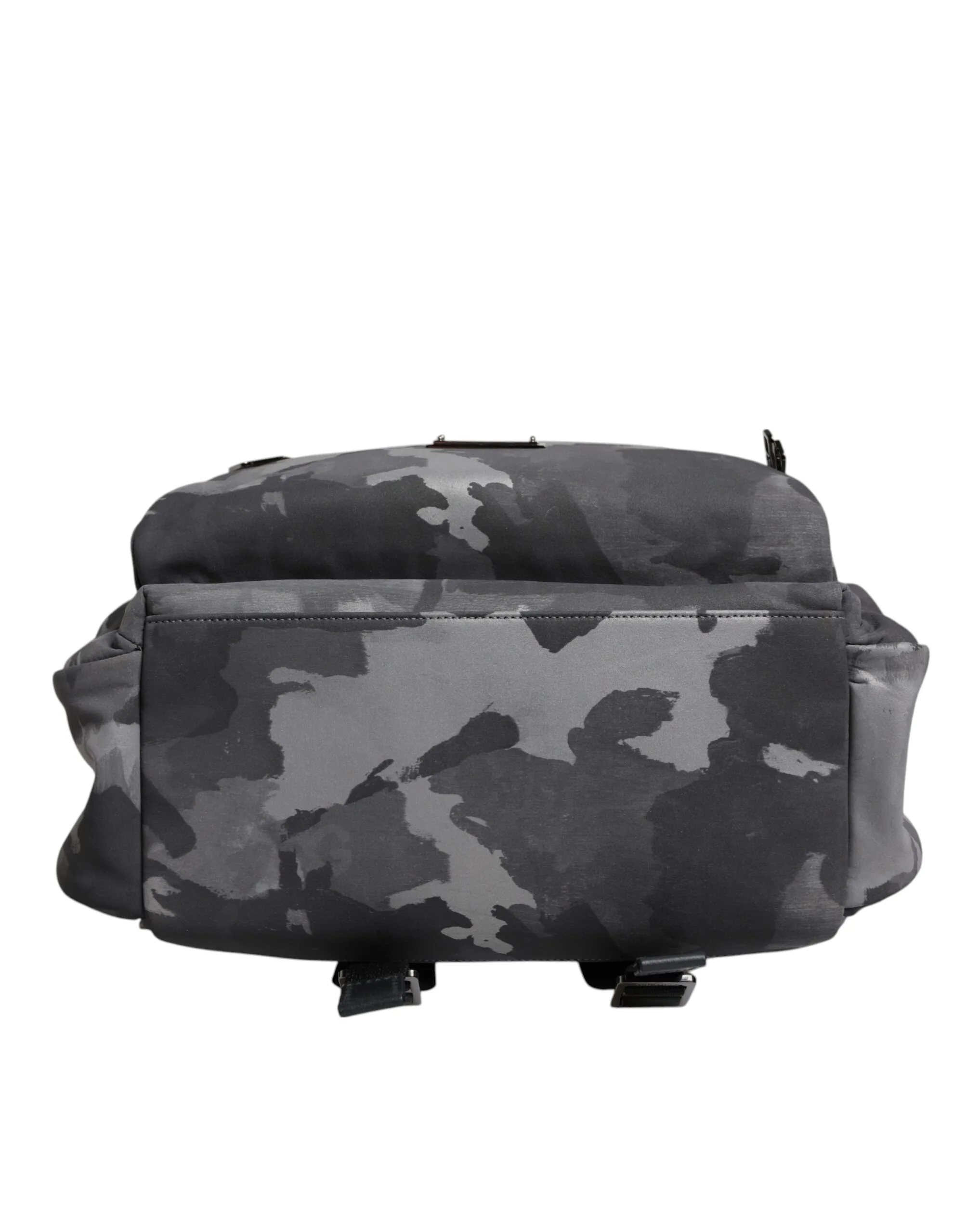 Gray Cotton Camouflage Logo Plaque Backpack Bag - Image 5