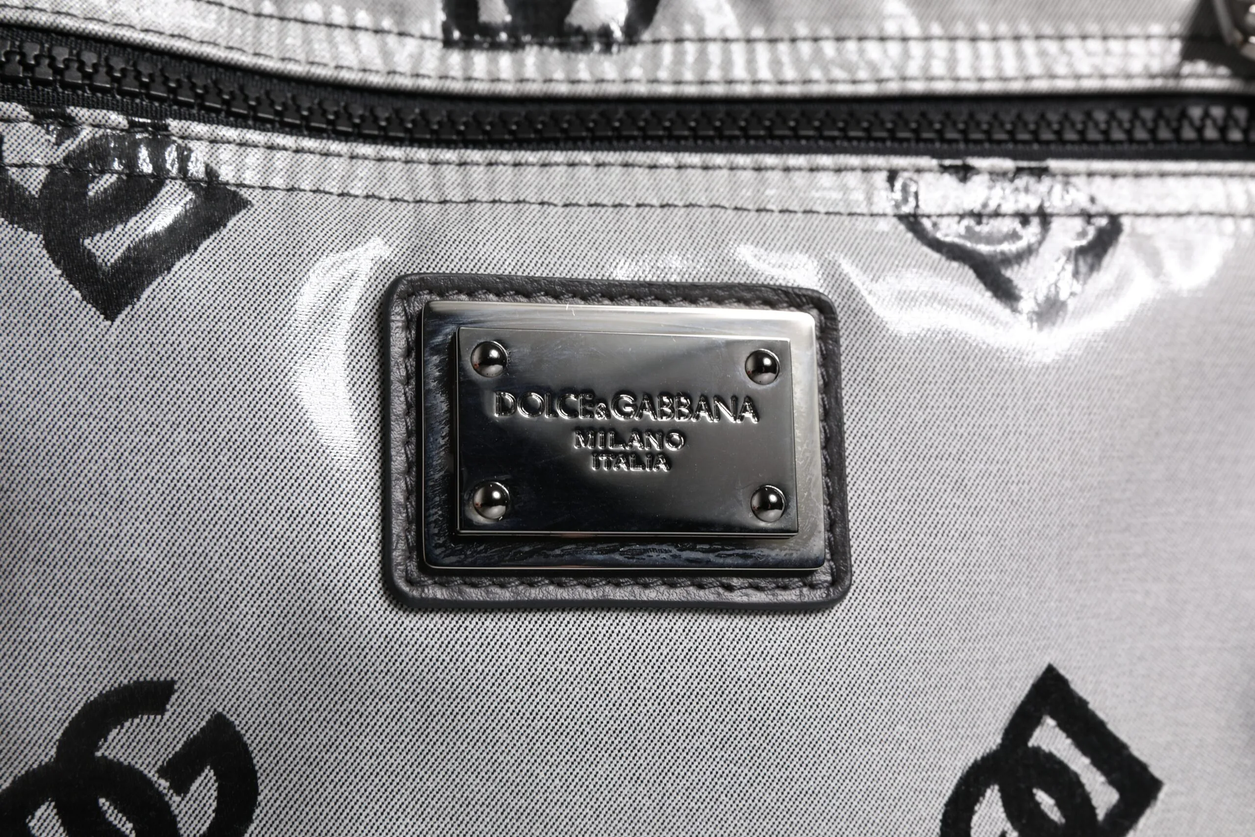 Polyester Gray Black DG Logo Plaque Backpack Bag - Image 2