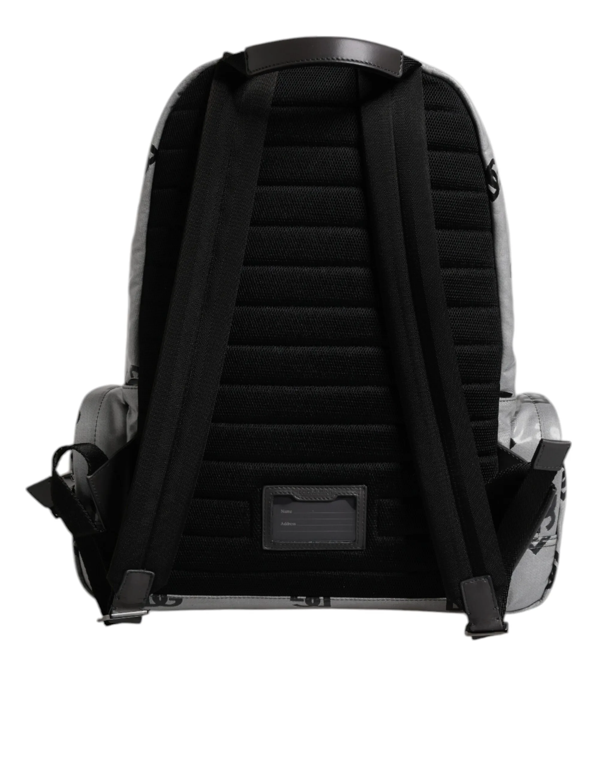 Polyester Gray Black DG Logo Plaque Backpack Bag - Image 4