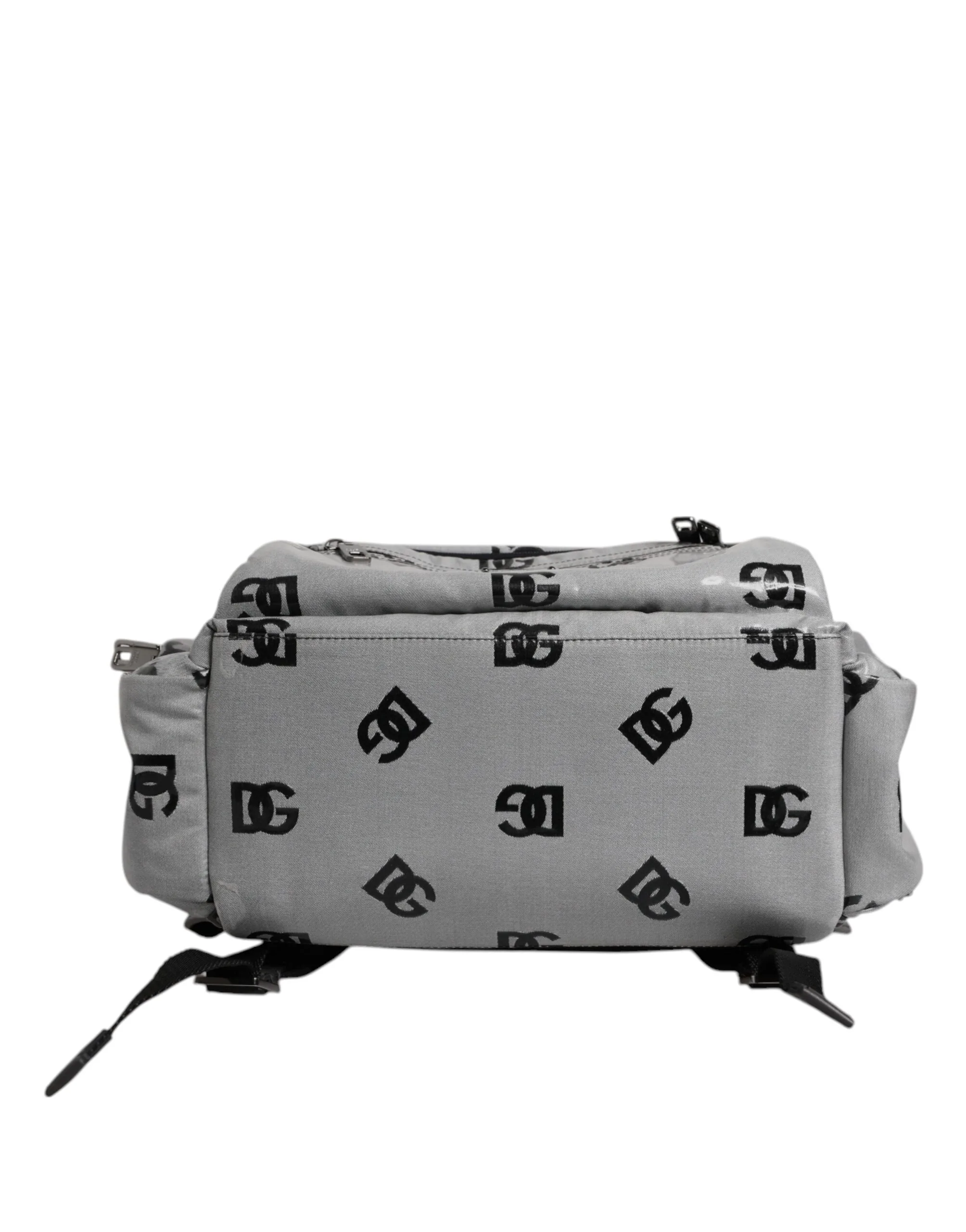 Polyester Gray Black DG Logo Plaque Backpack Bag - Image 5