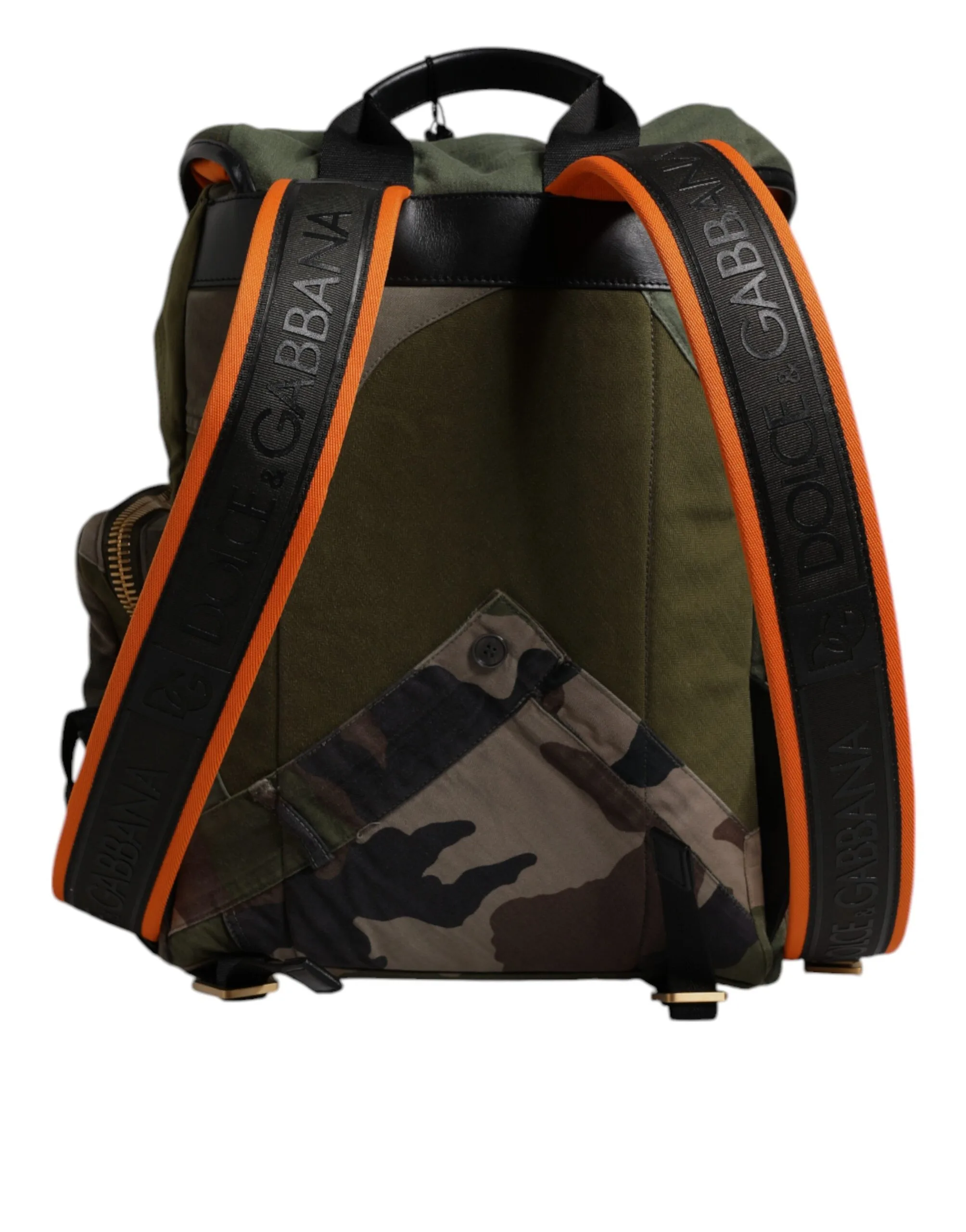 Military Green Patchwork School Backpack Bag - Image 3