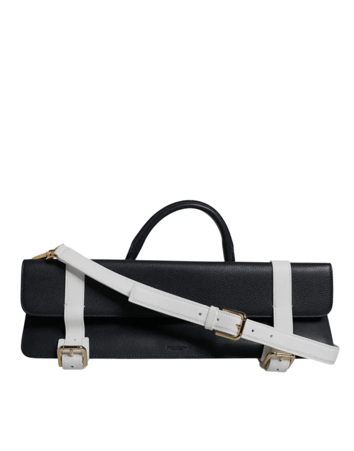 Blue White Calfskin Leather Crossbody Shoulder Bag