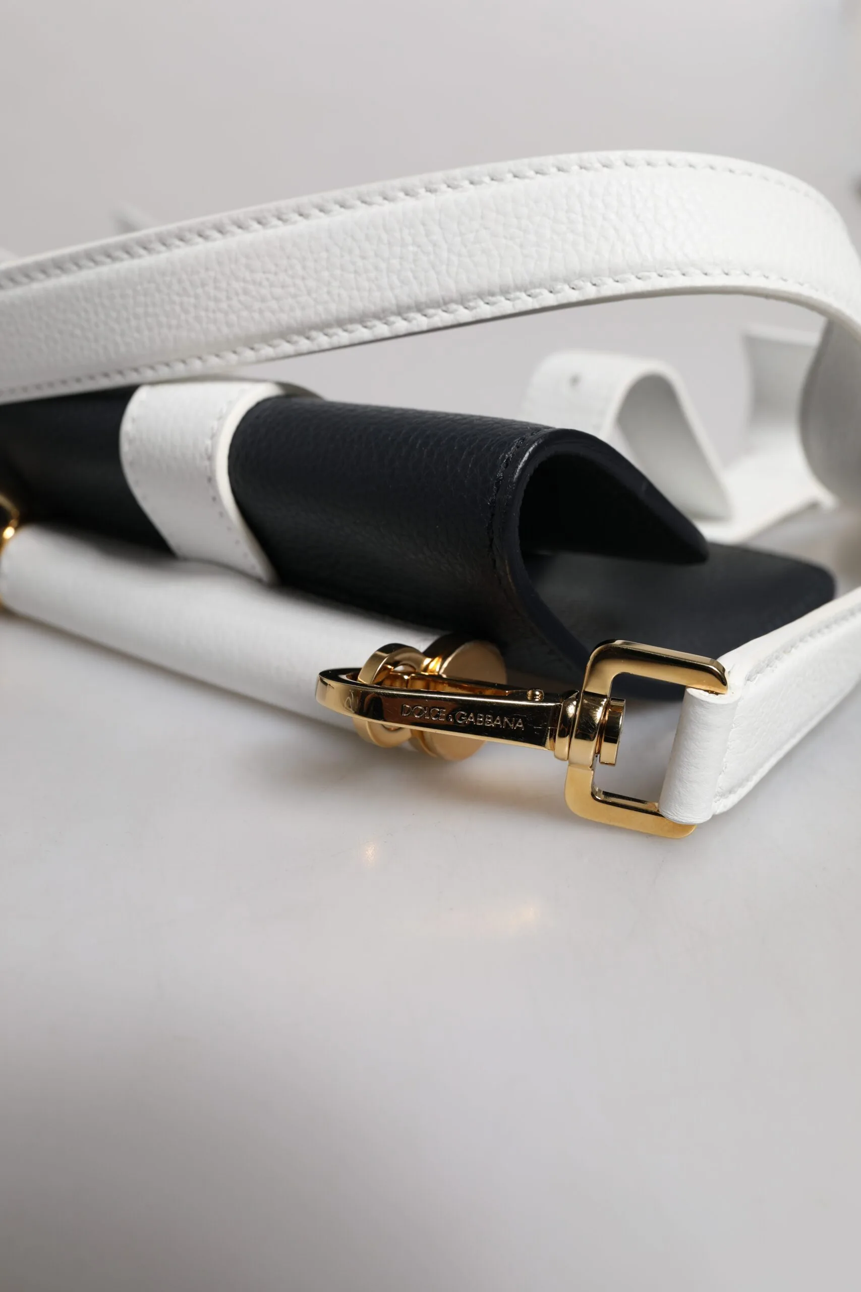 Blue White Calfskin Leather Crossbody Shoulder Bag - Image 6