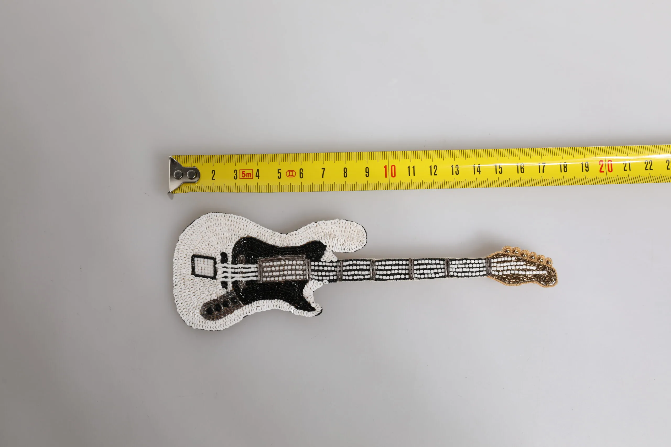 Gold Brass Logo Beaded Guitar Pin Brooch - Image 4