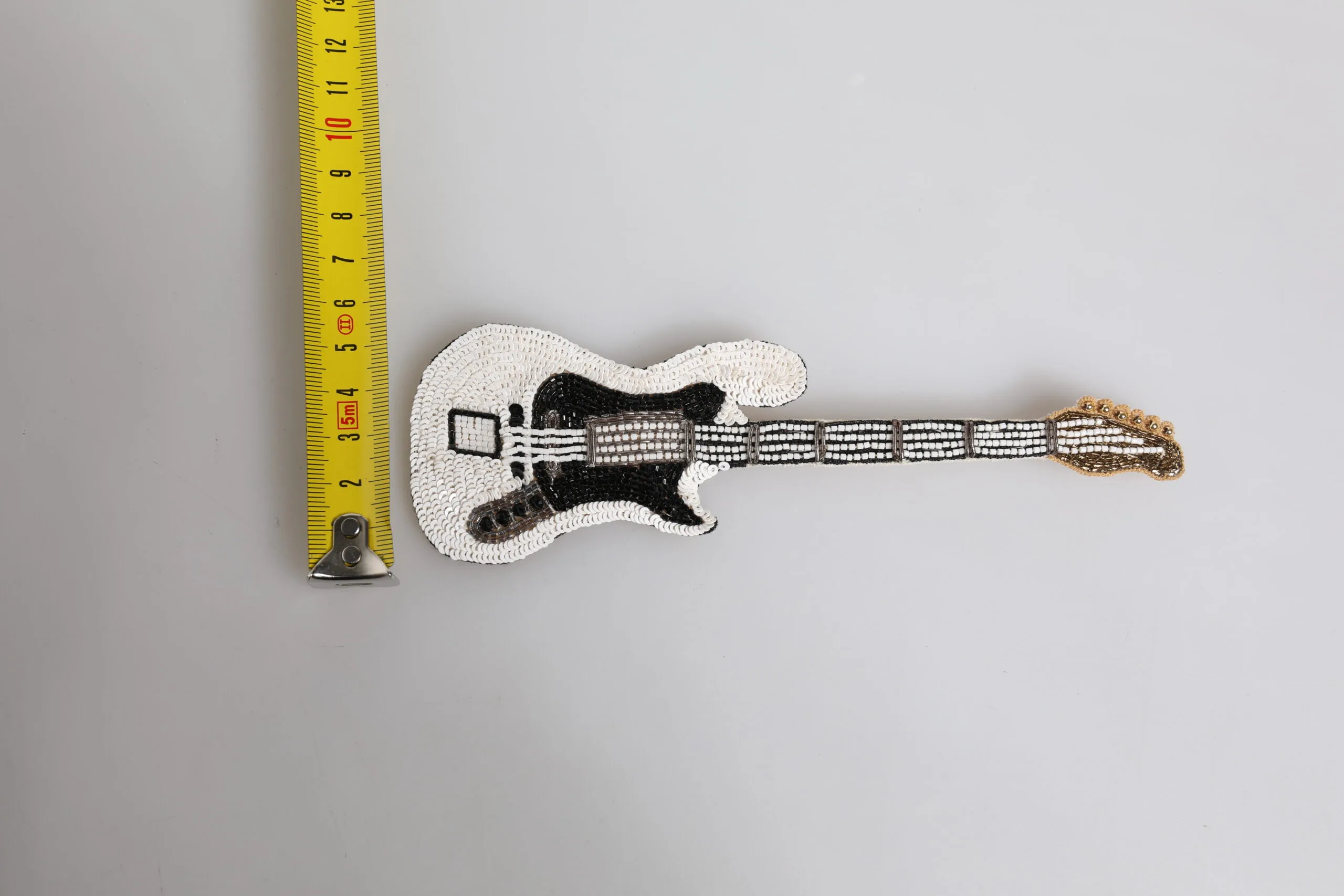 Gold Brass Logo Beaded Guitar Pin Brooch - Image 5