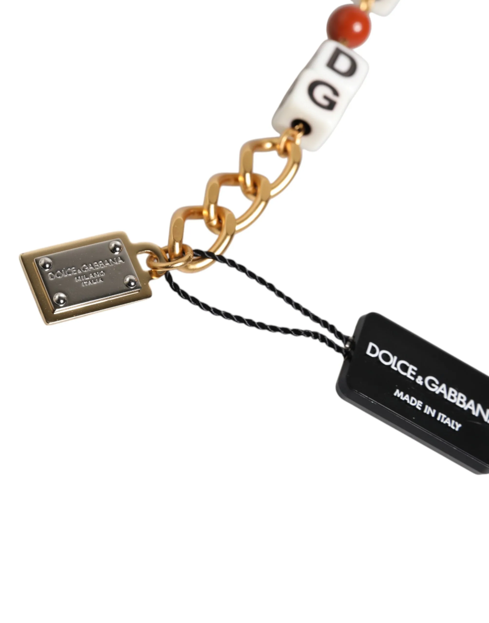 Multicolor Gold Tone Brass Chain DG Logo Dice Bracelet - Image 4