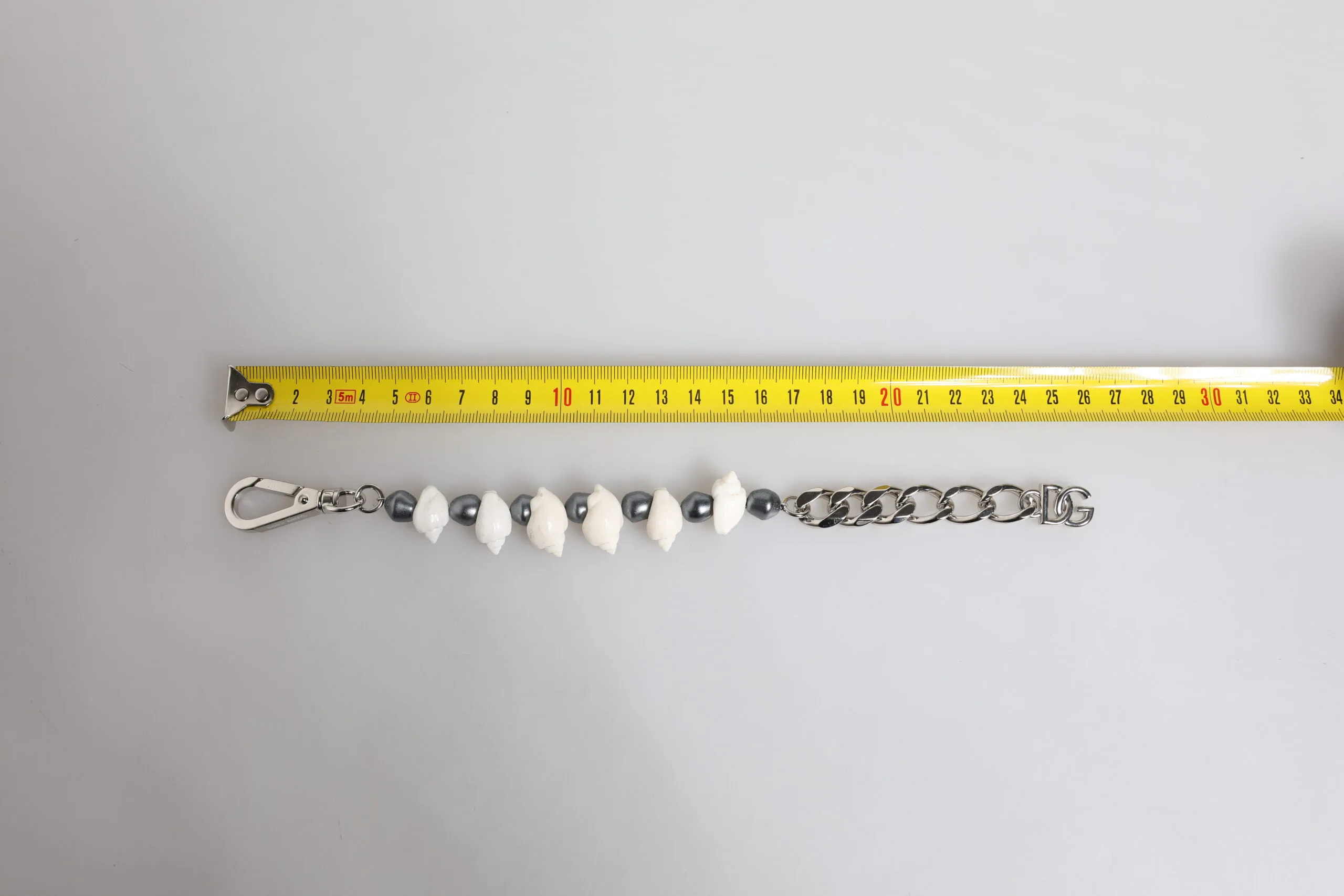 Silver Tone Brass Beaded Shell DG Logo Pendant Bracelet - Image 5