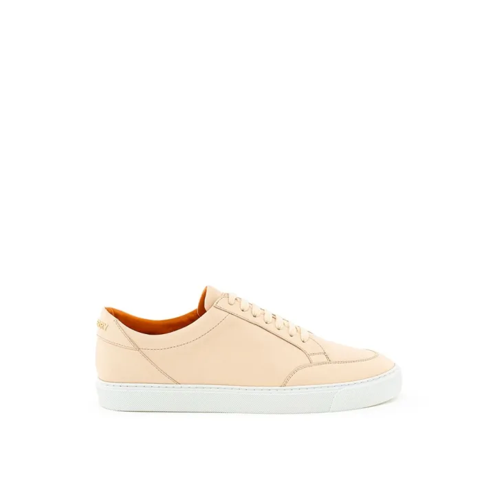 Pink Leather Low Top Sneakers