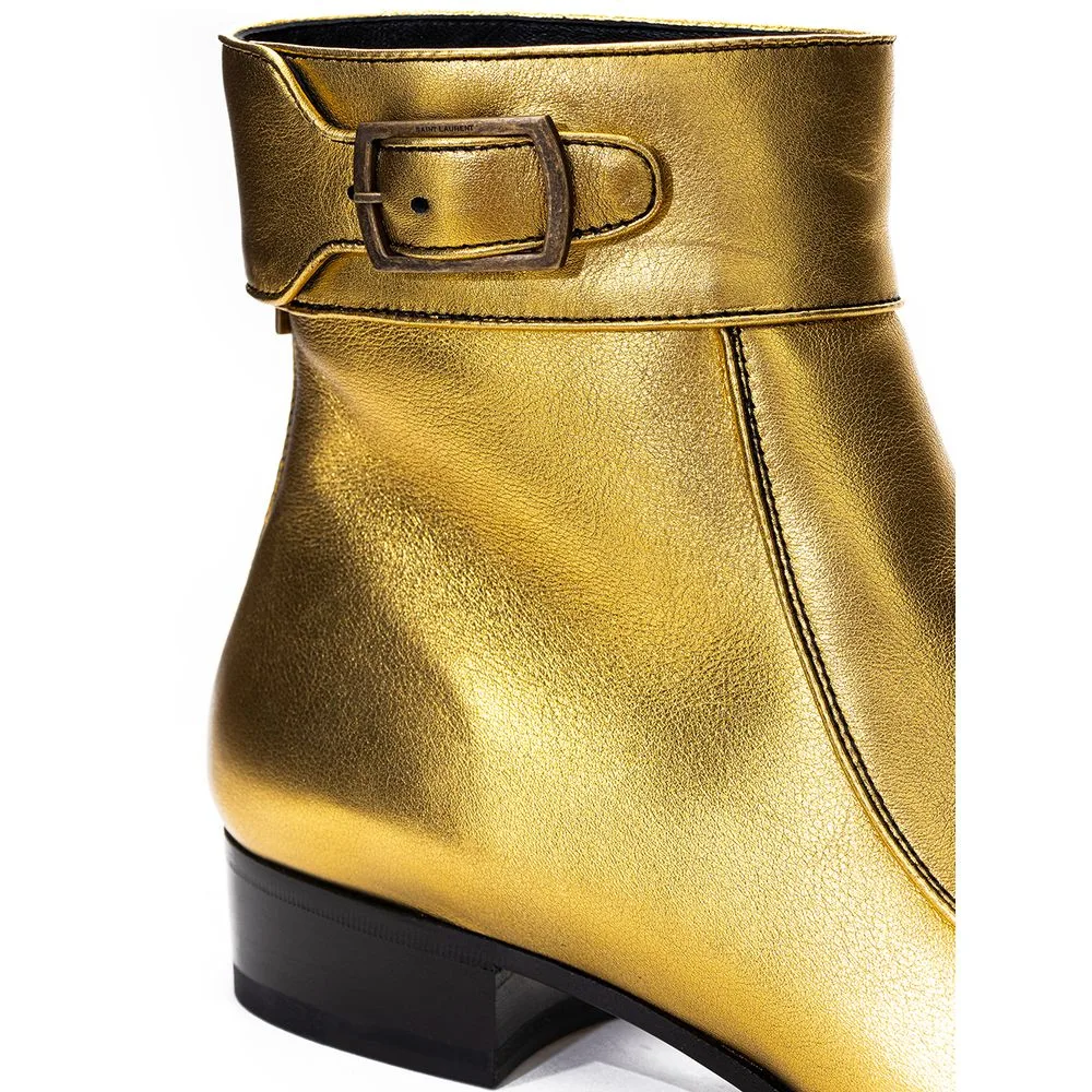 Gold Leather Ankle Boots - Image 4
