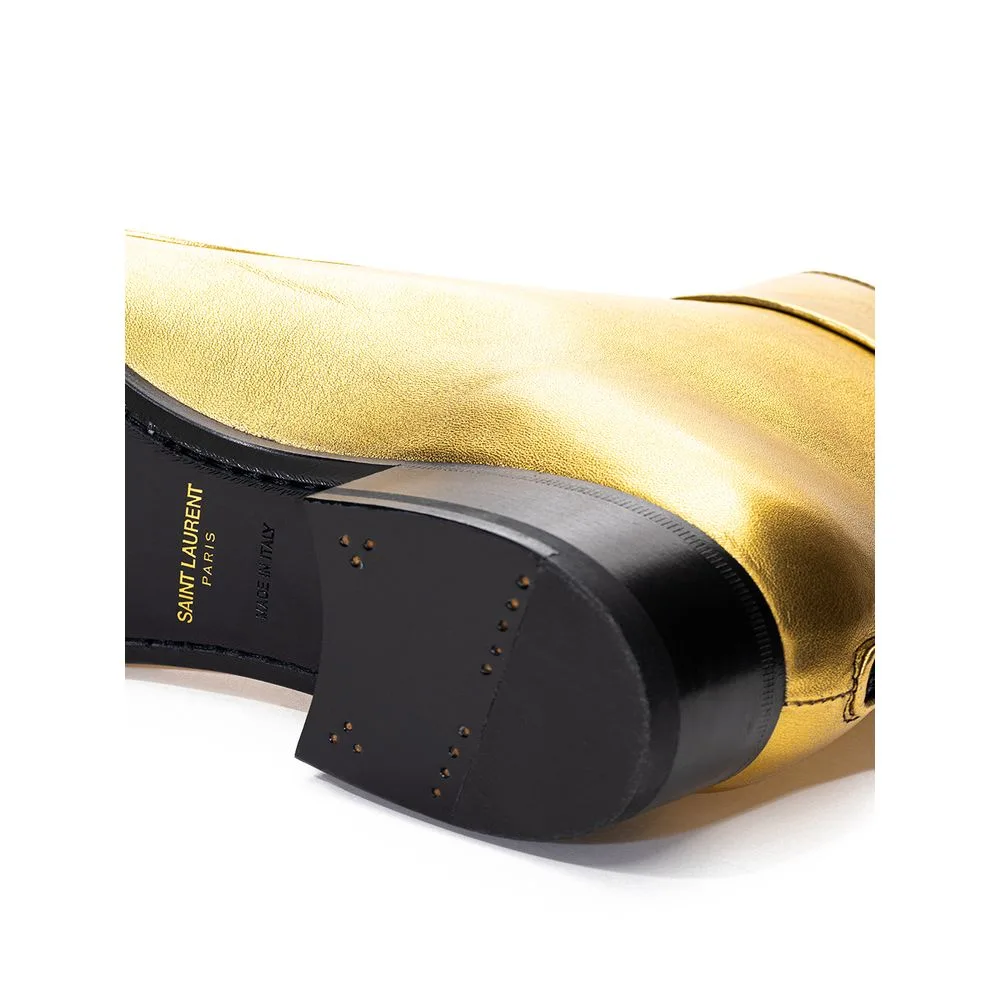 Gold Leather Ankle Boots - Image 5