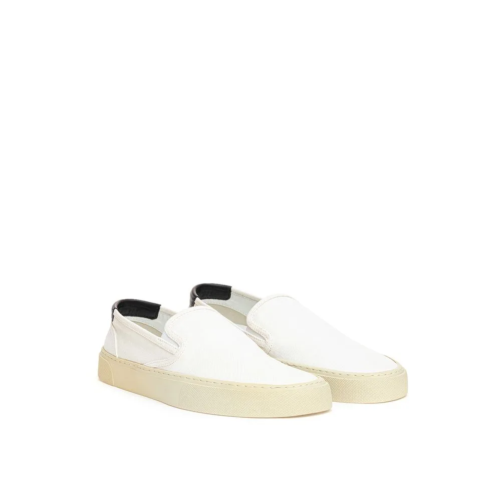 White Cotton Low Top Sneakers - Image 2