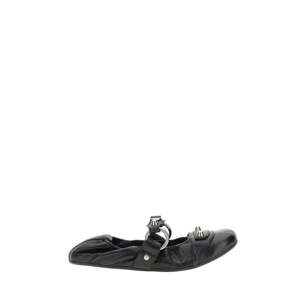 Black Calf Leather Bos Taurus Ballet Flats