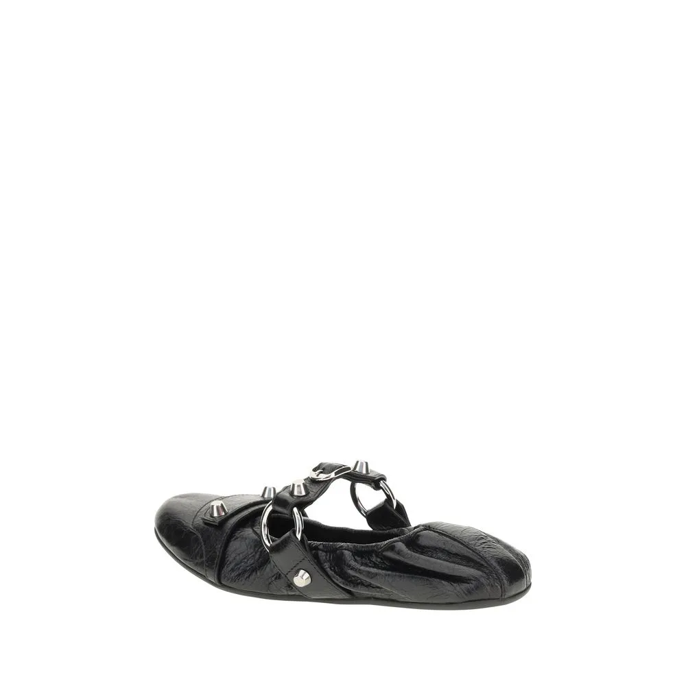 Black Calf Leather Bos Taurus Ballet Flats - Image 3