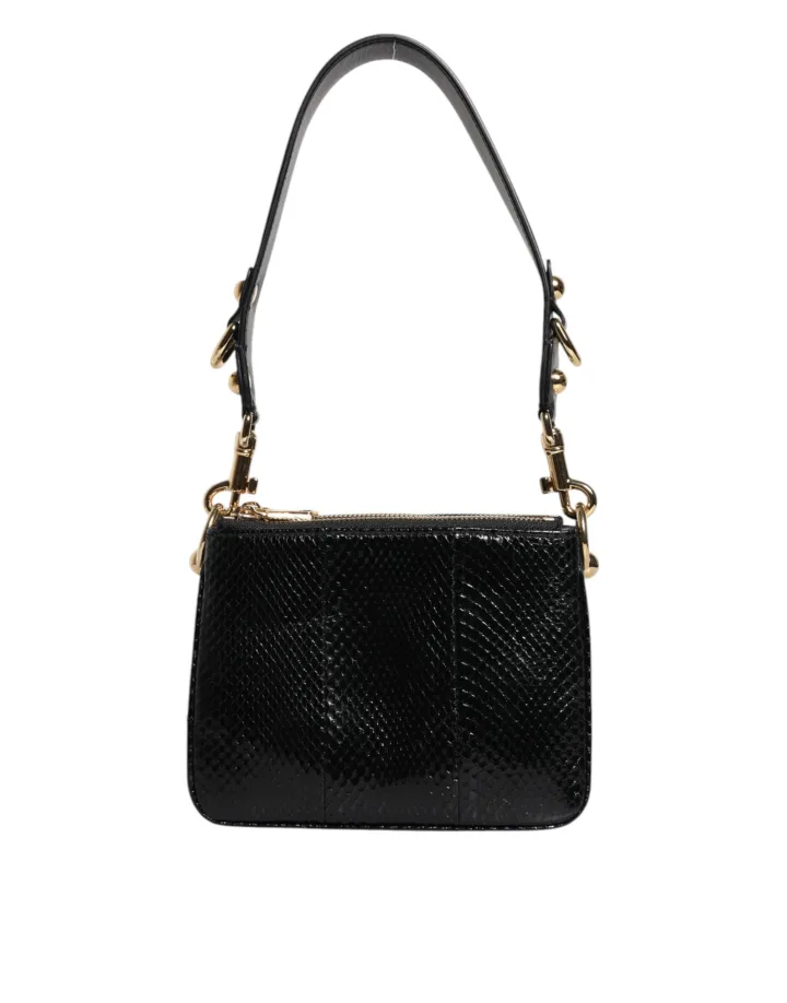 Black Exotic Leather Shoulder Sling Clutch Bag