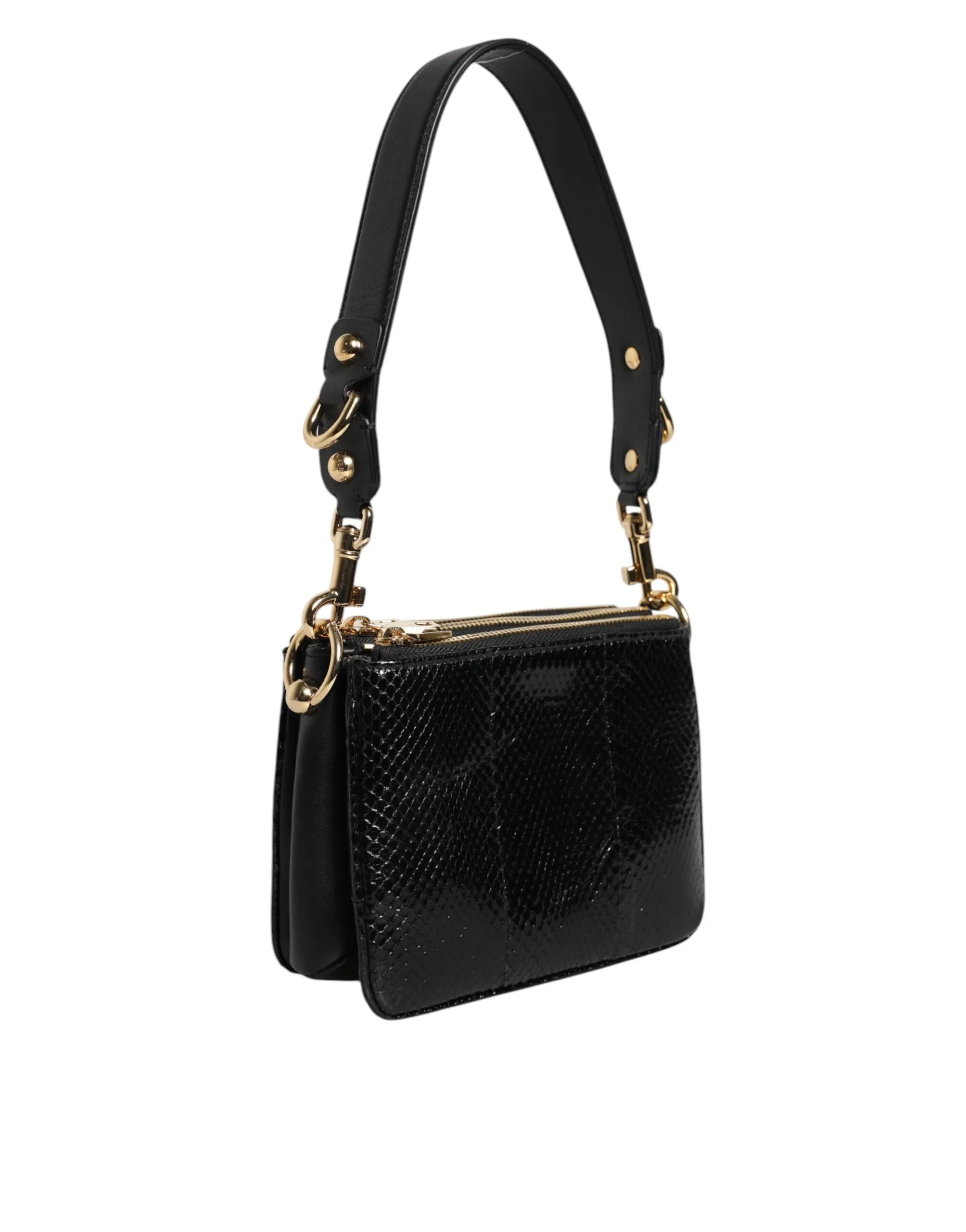 Black Exotic Leather Shoulder Sling Clutch Bag - Image 2