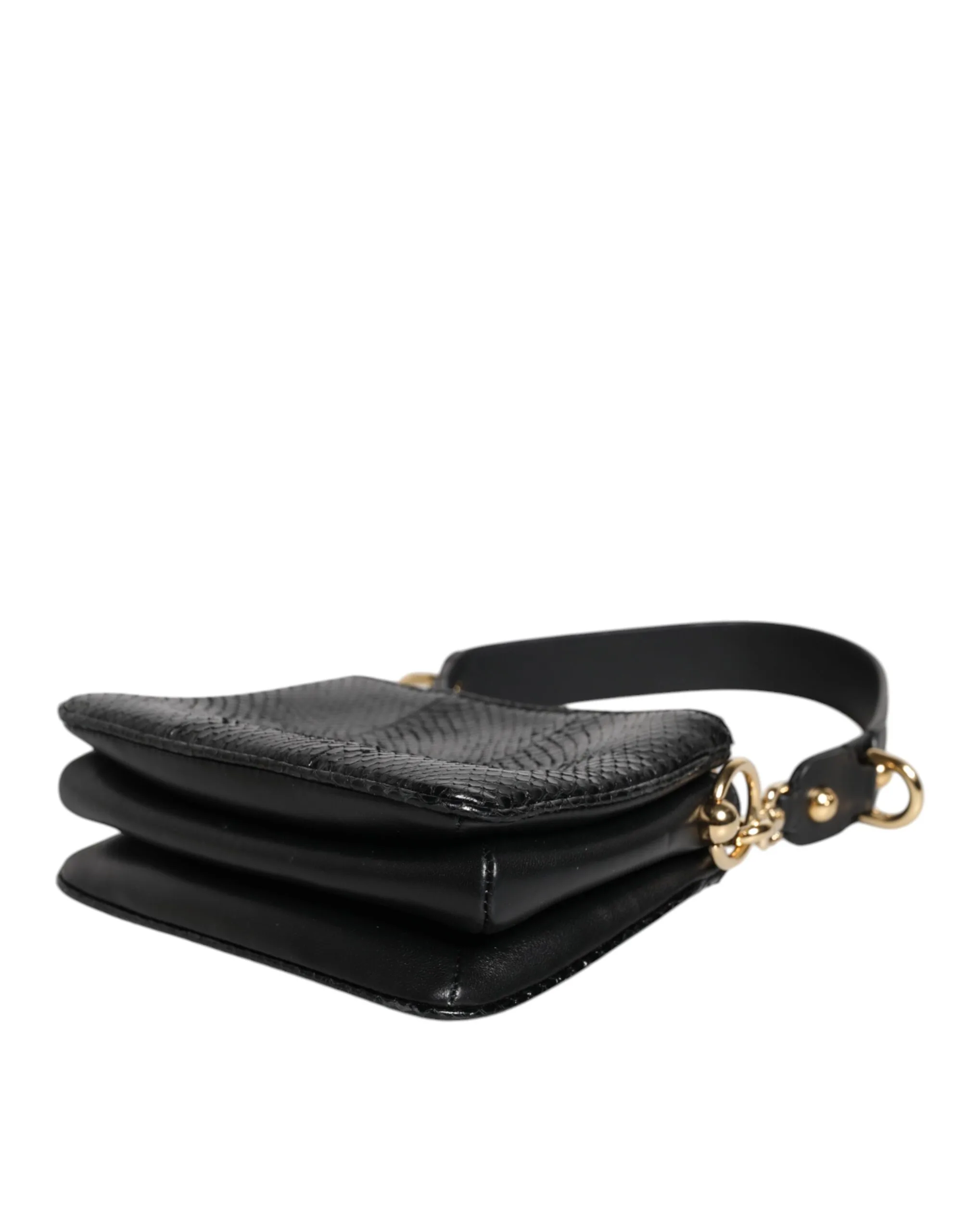 Black Exotic Leather Shoulder Sling Clutch Bag - Image 4