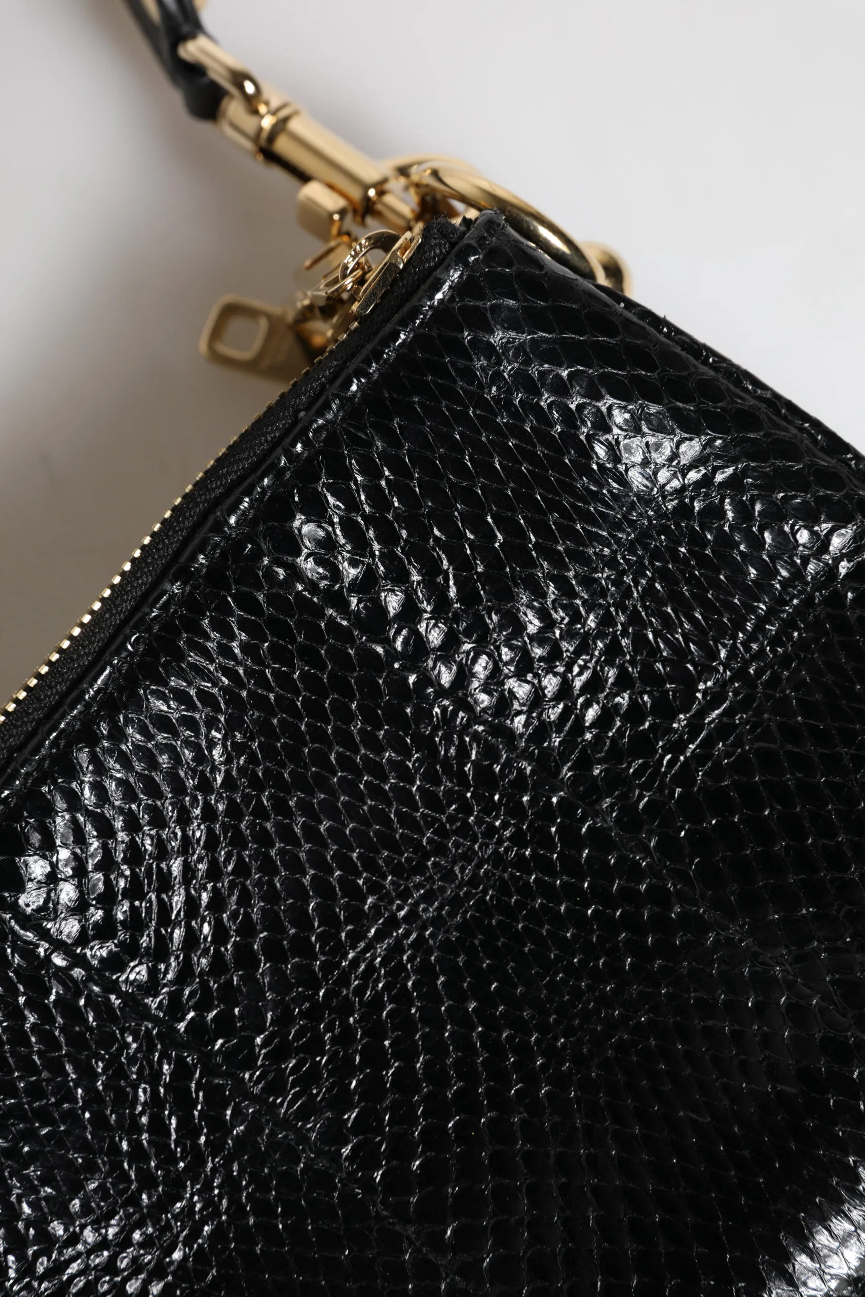 Black Exotic Leather Shoulder Sling Clutch Bag - Image 6