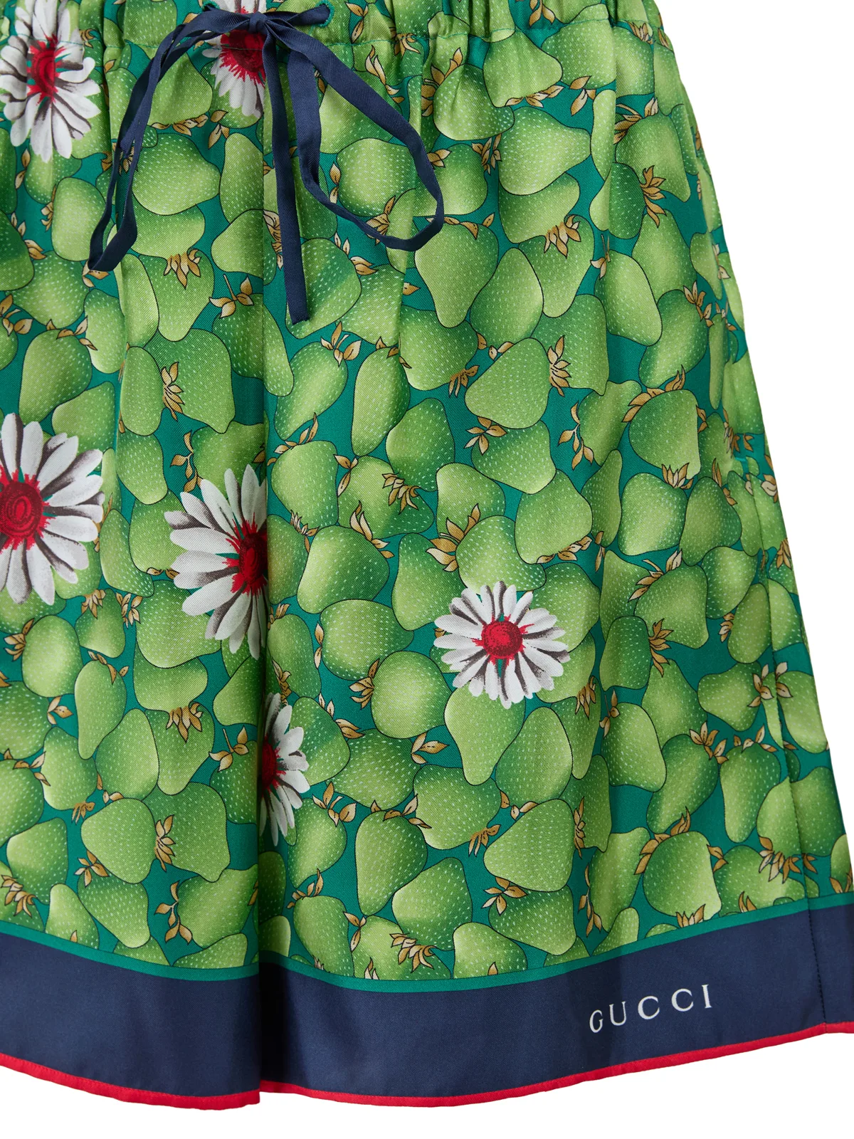 Green Flower Printed Silk Shorts - Image 2