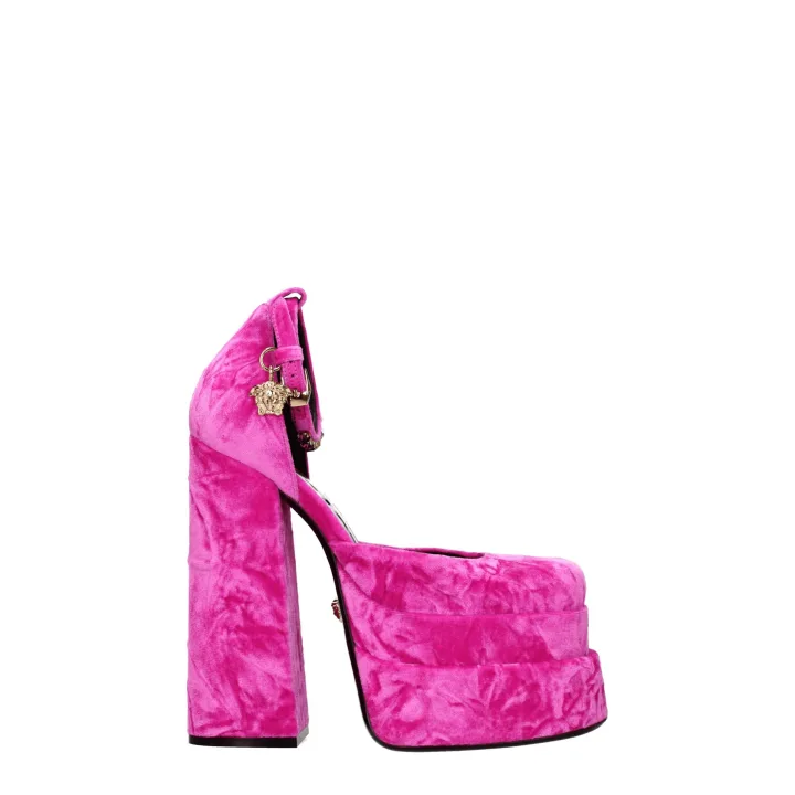 Pink Velvet Platform Sandals