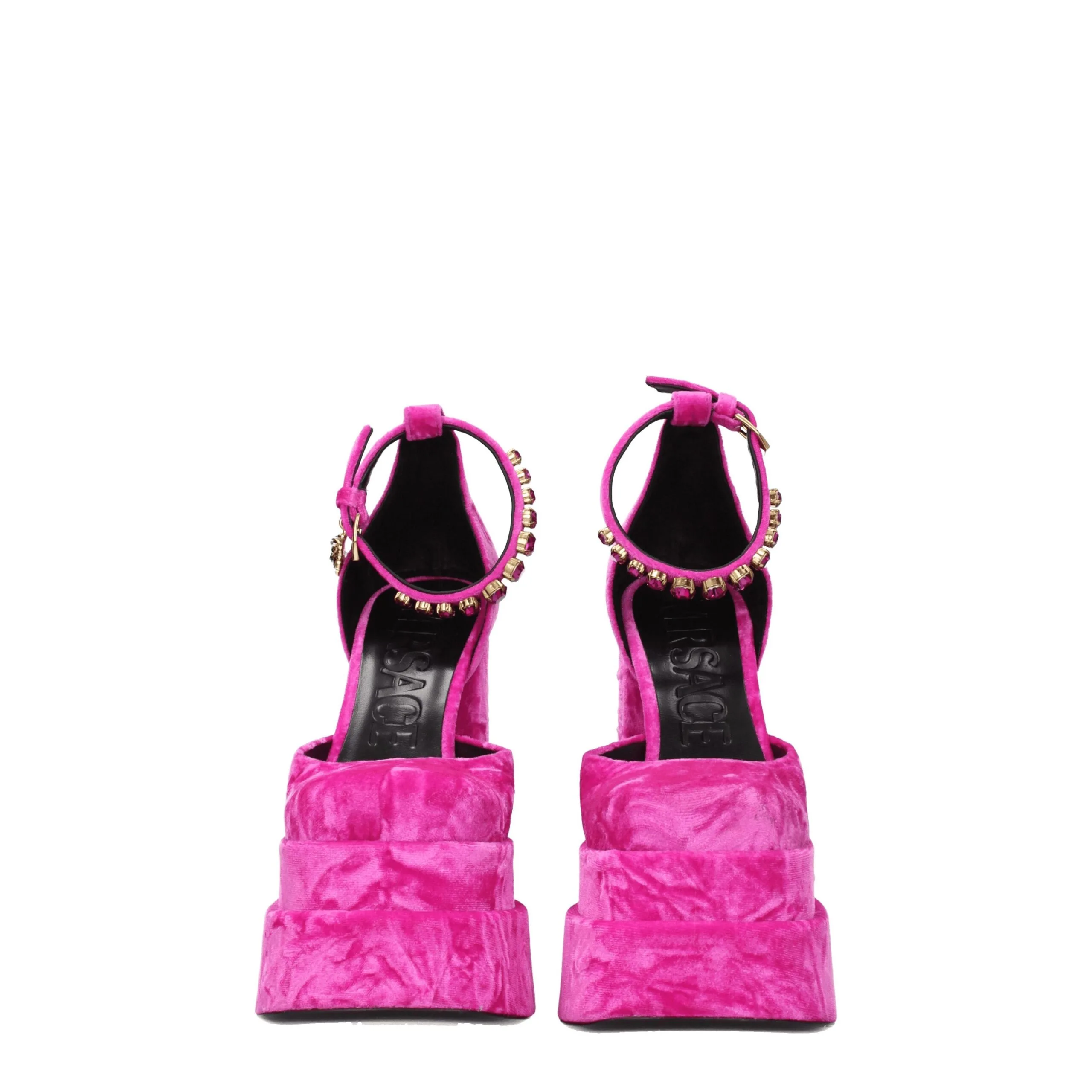 Pink Velvet Platform Sandals - Image 3