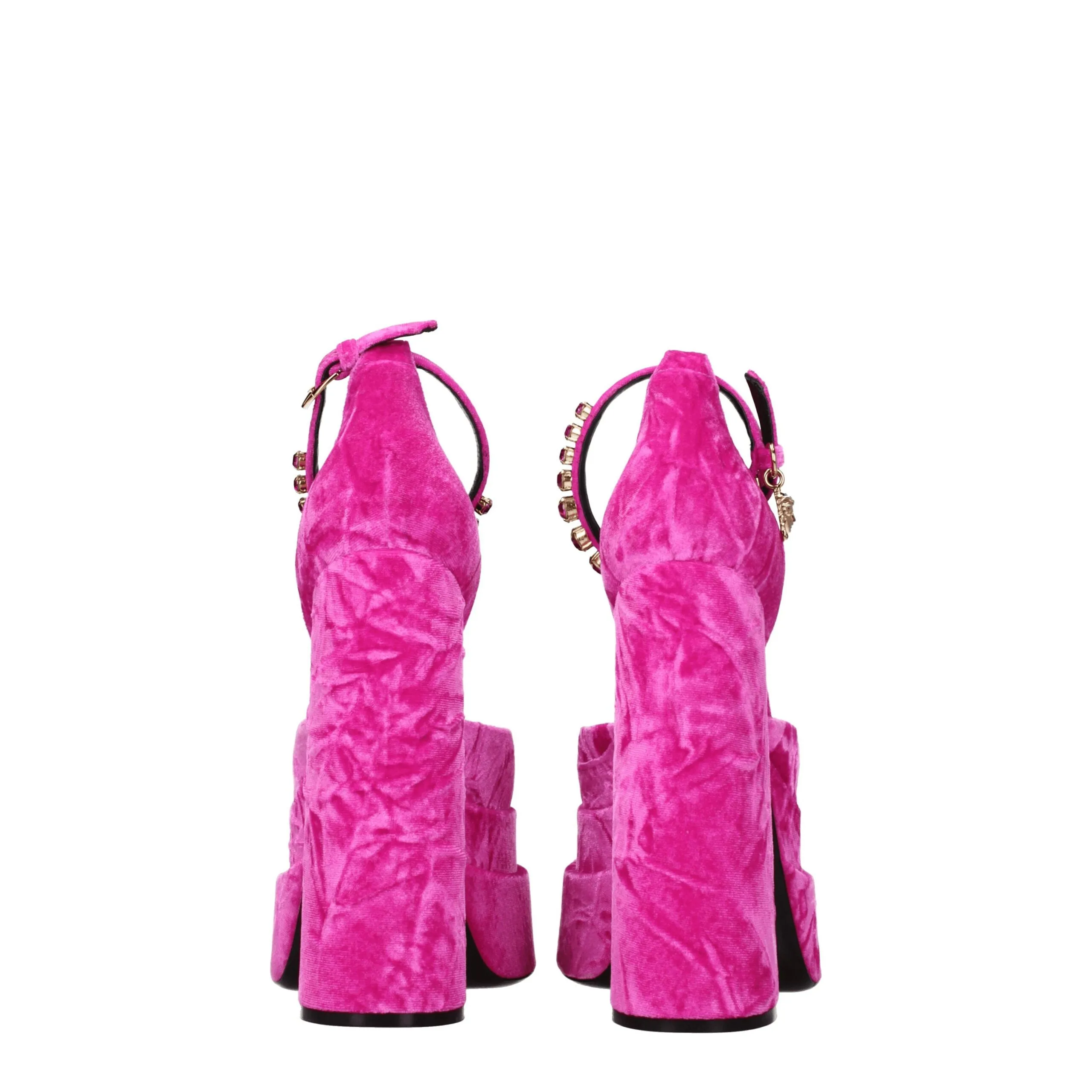 Pink Velvet Platform Sandals - Image 5