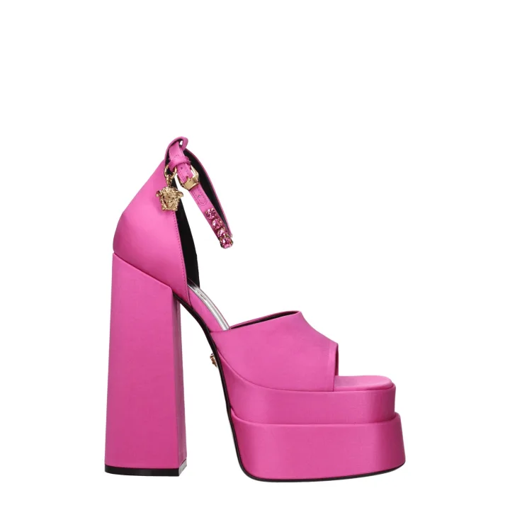 Pink Satin Platform Sandals
