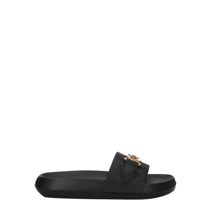 Black Leather Slippers