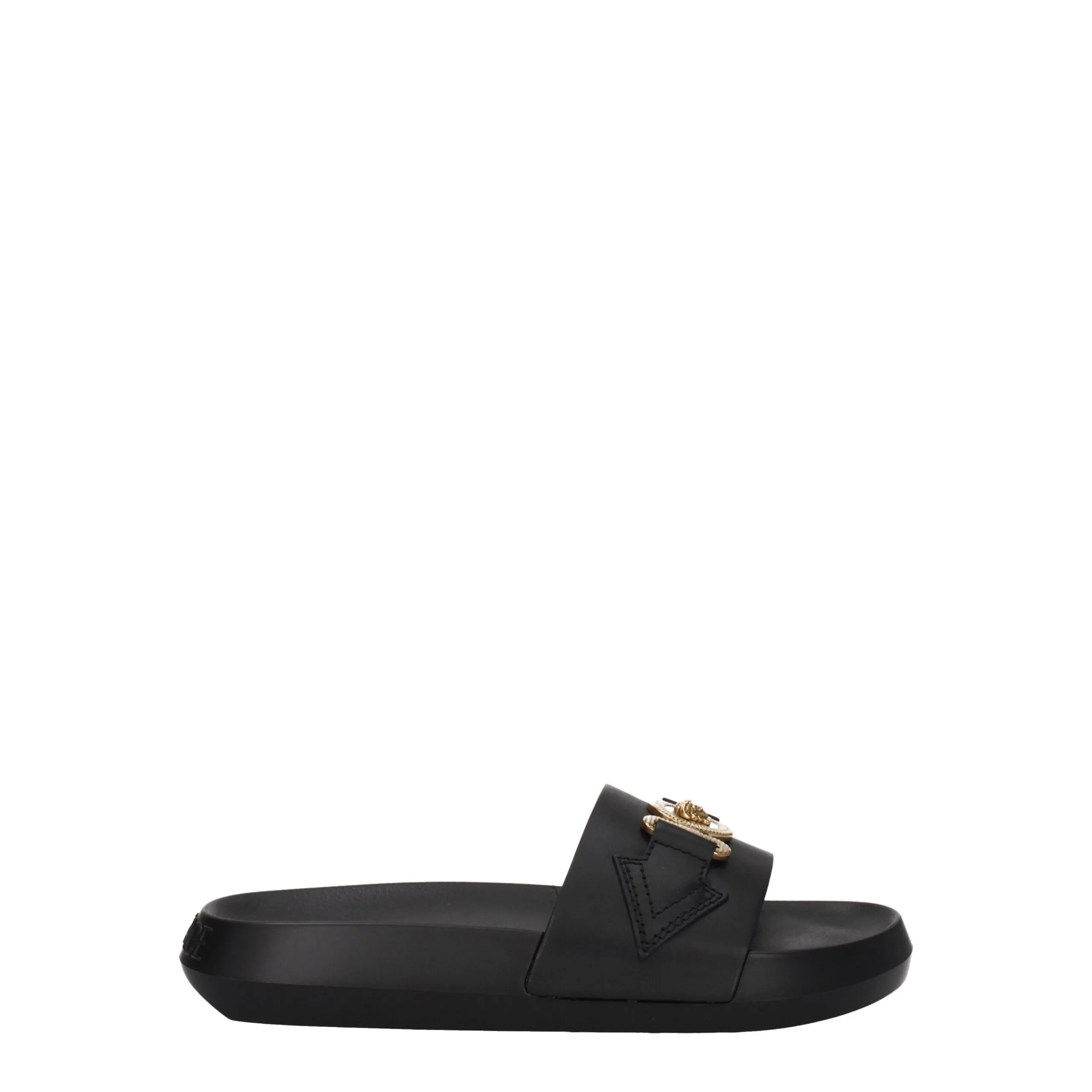 Black Leather Slippers