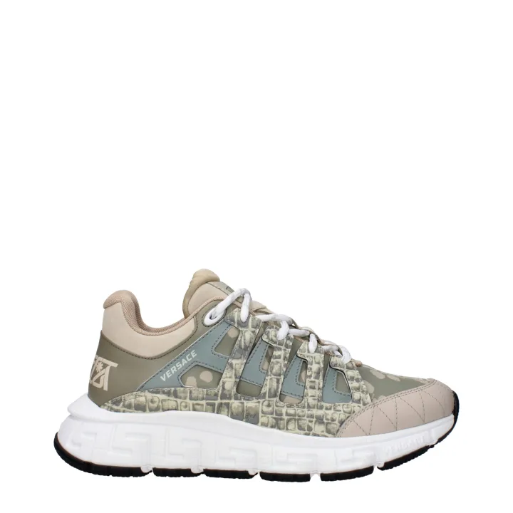Green Fabric Low Top Sneakers
