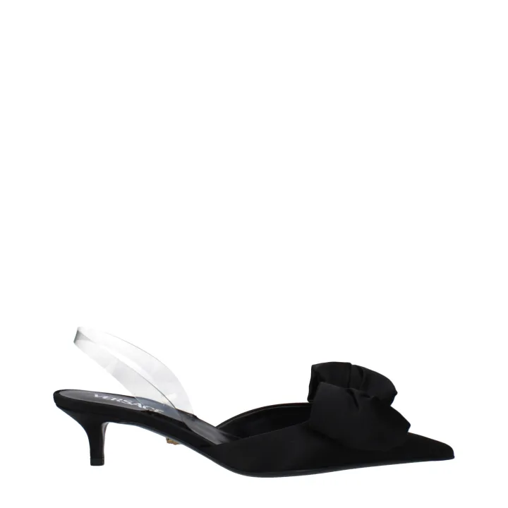 Black Satin Flat Sandals