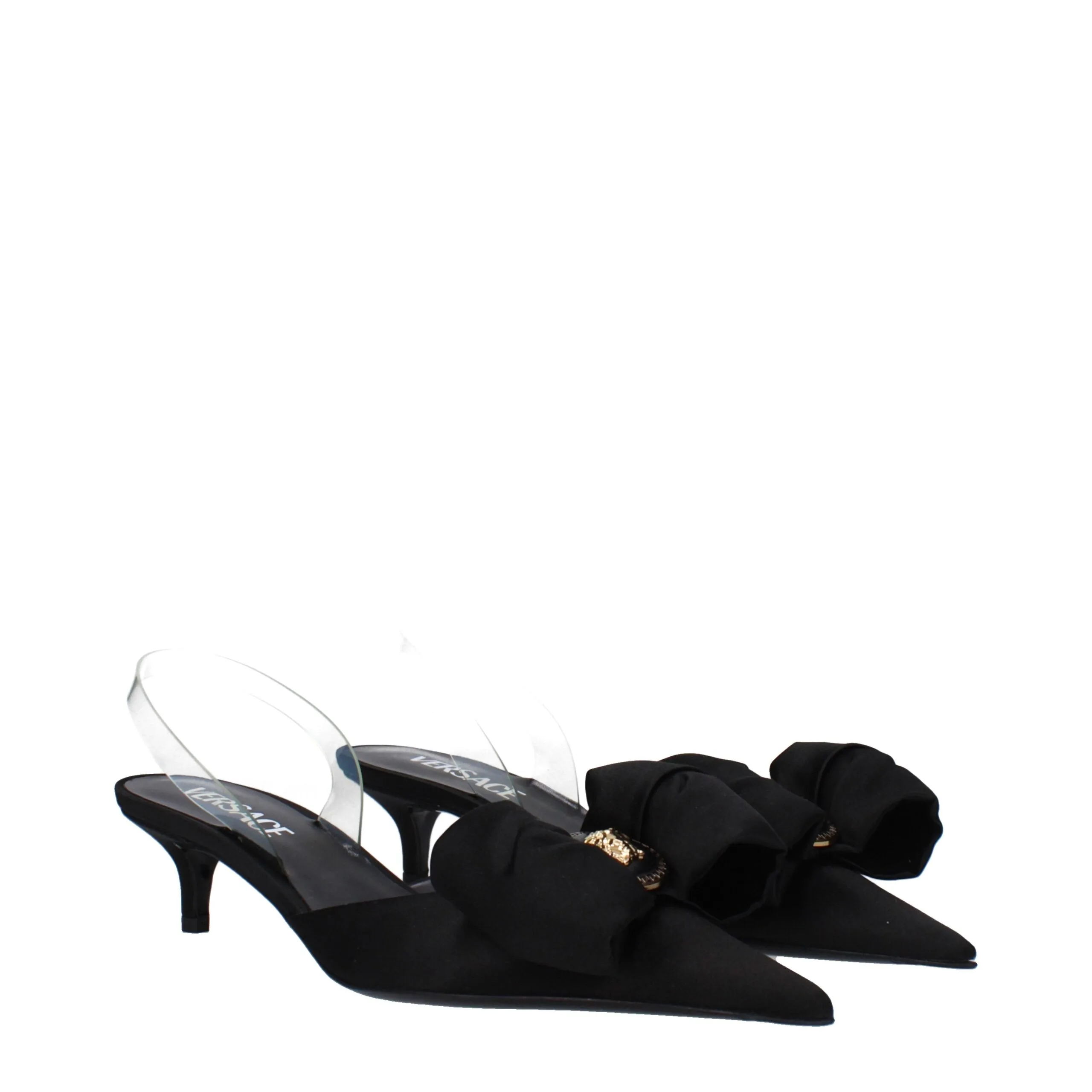 Black Satin Flat Sandals - Image 2