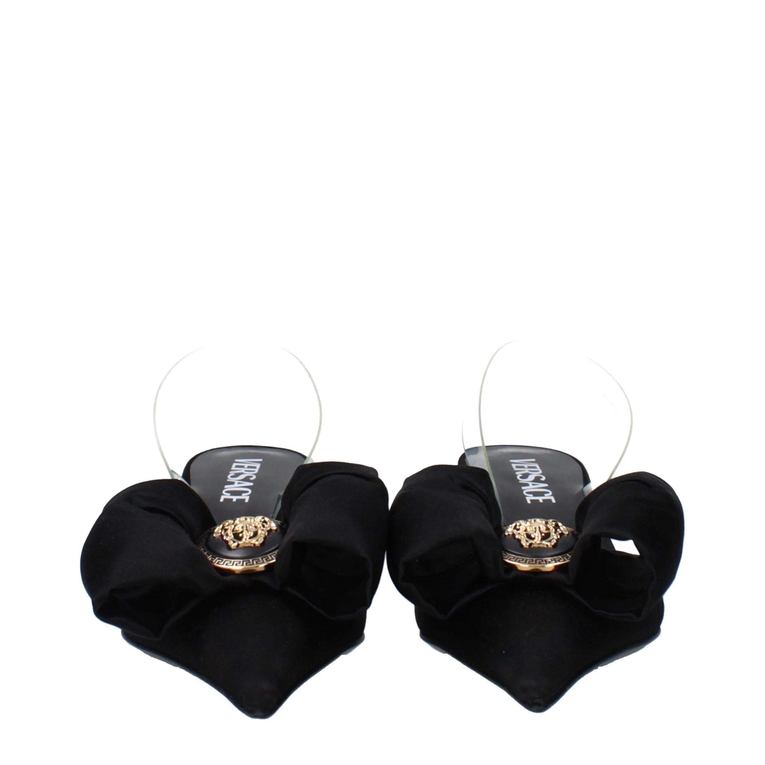 Black Satin Flat Sandals - Image 3