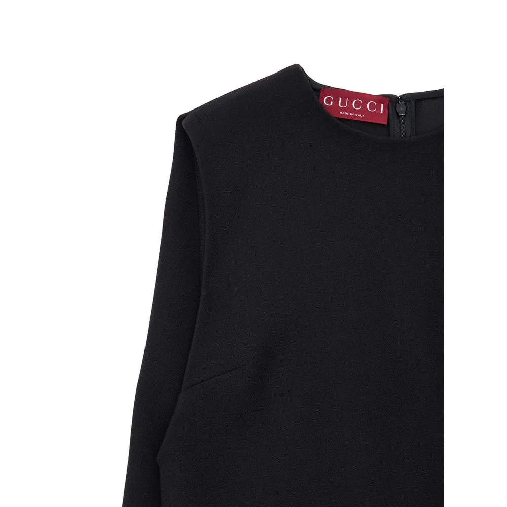 Black Wool Casual Dress - Image 4