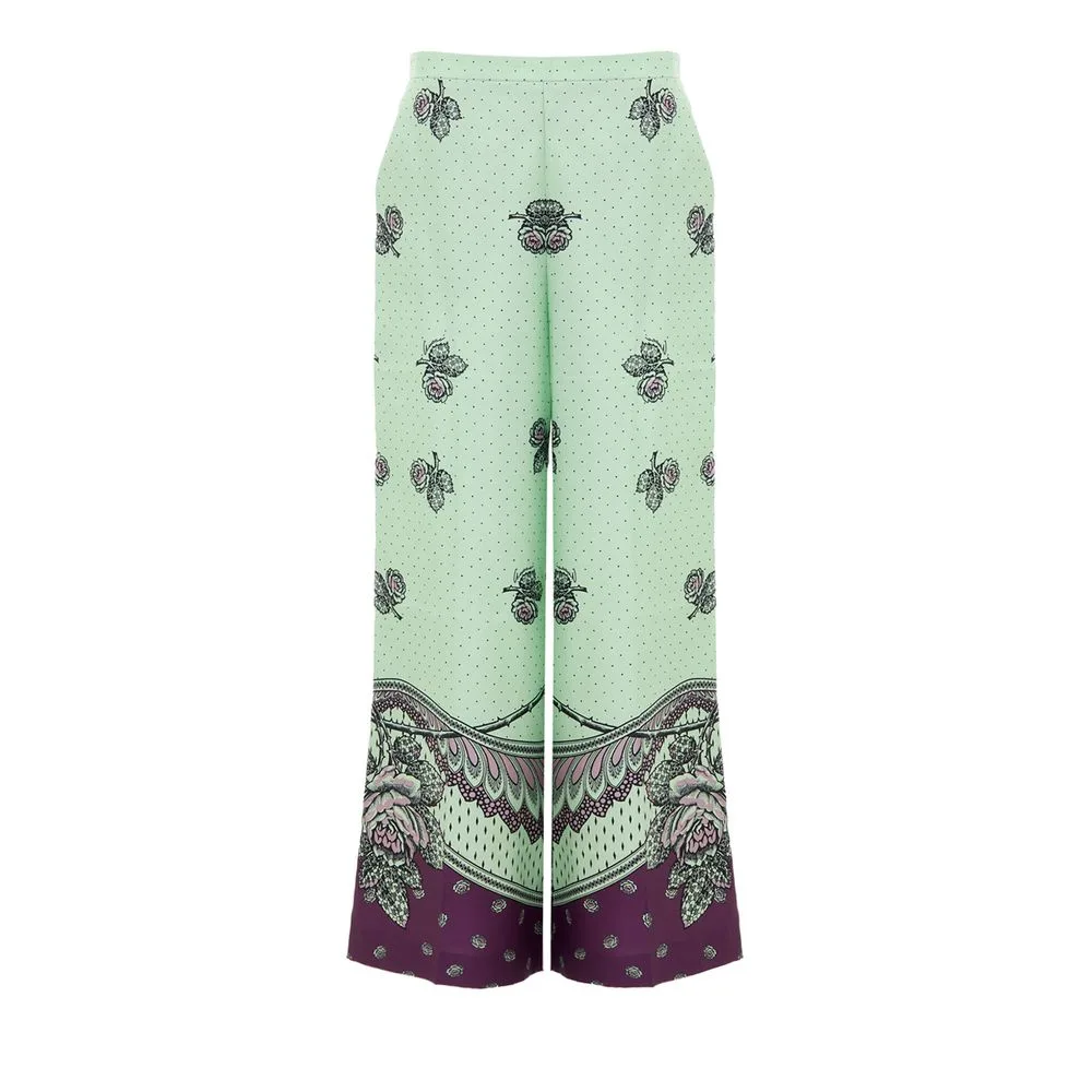 Green Silk Casual Pants