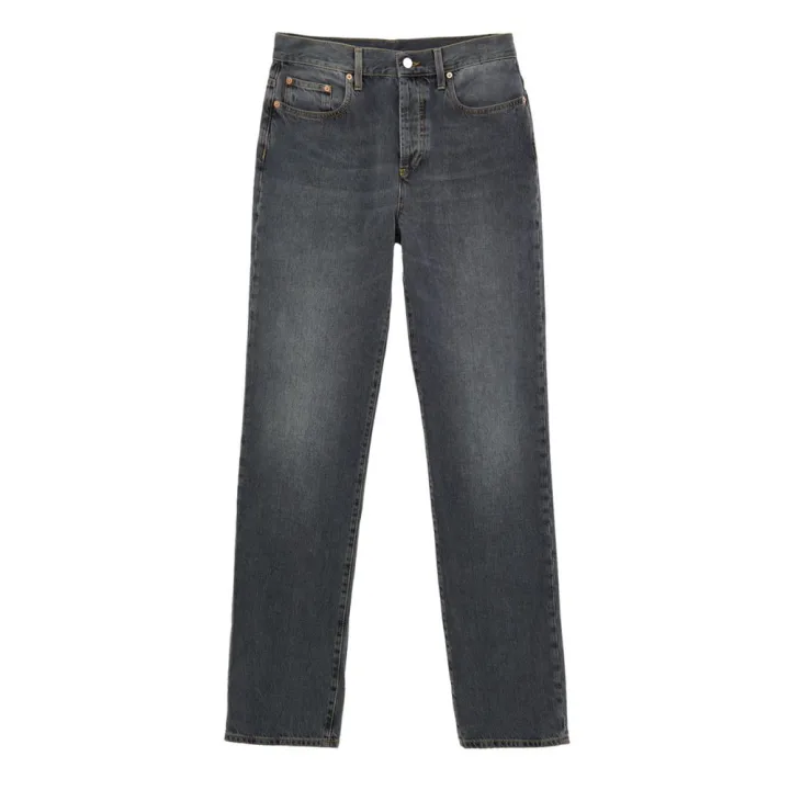 Gray Cotton Relaxed Fit Jeans