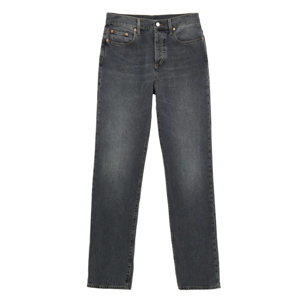 Gray Cotton Relaxed Fit Jeans