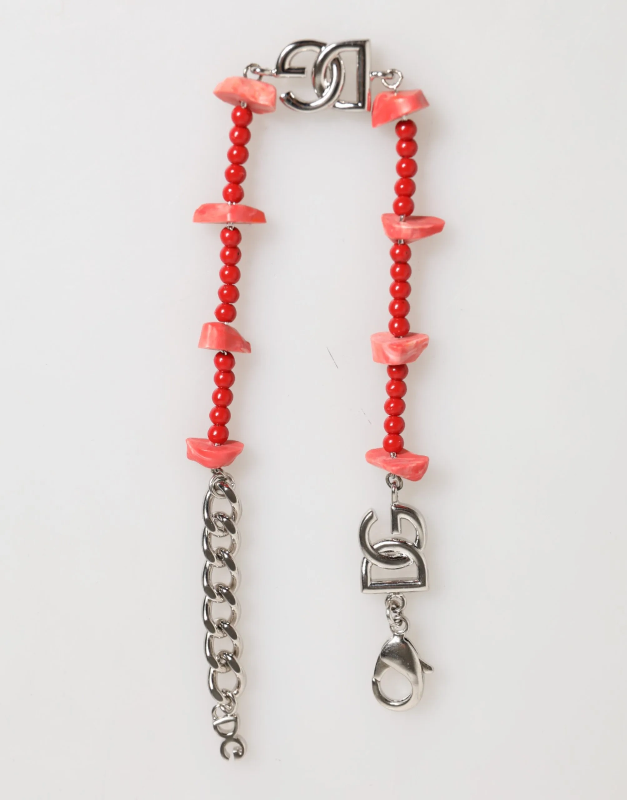 Silver Tone Brass Beaded Resin DG Logo Chain Men Bracelet - Image 3