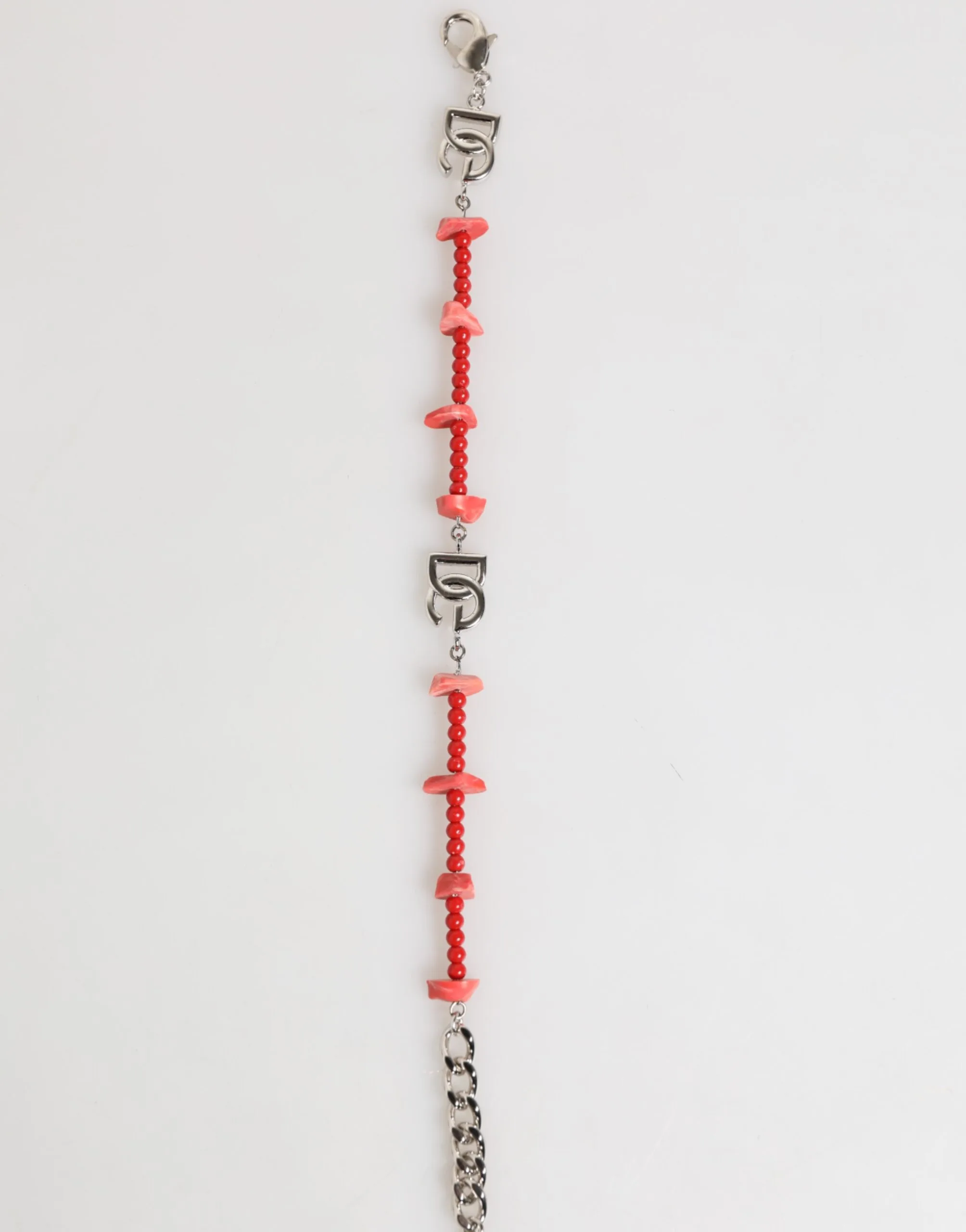 Silver Tone Brass Beaded Resin DG Logo Chain Men Bracelet - Image 4