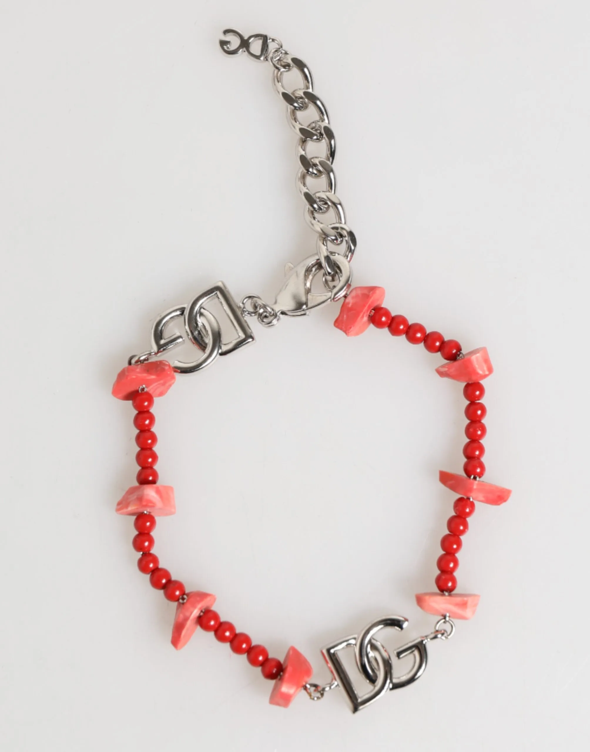Silver Tone Brass Beaded Resin DG Logo Chain Men Bracelet - Image 2