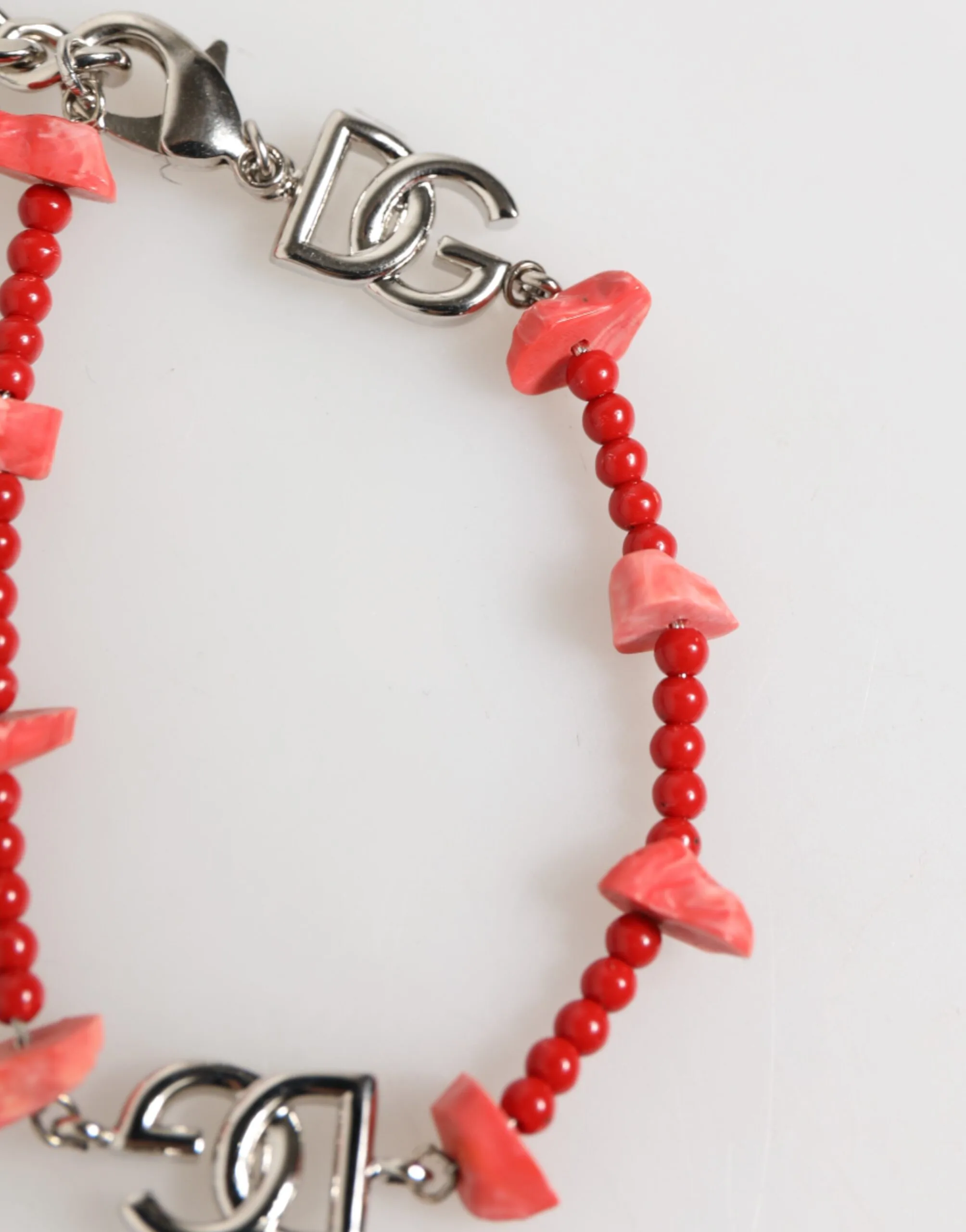 Silver Tone Brass Beaded Resin DG Logo Chain Men Bracelet - Image 5