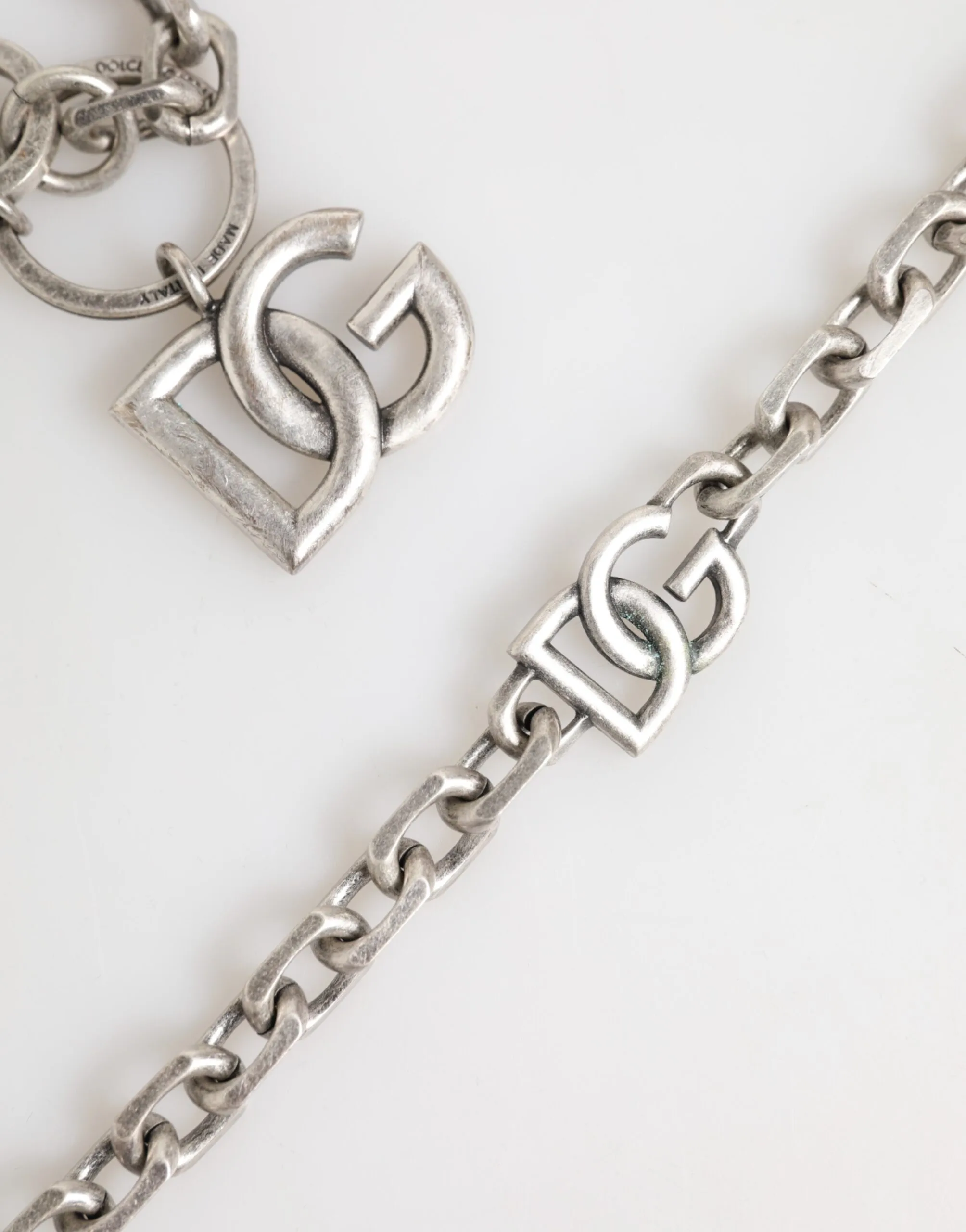 Silver Tone Brass DG Logo Detailing Chain Men Necklace - Image 2