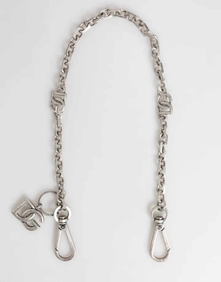 Silver Tone Brass DG Logo Detailing Chain Men Necklace