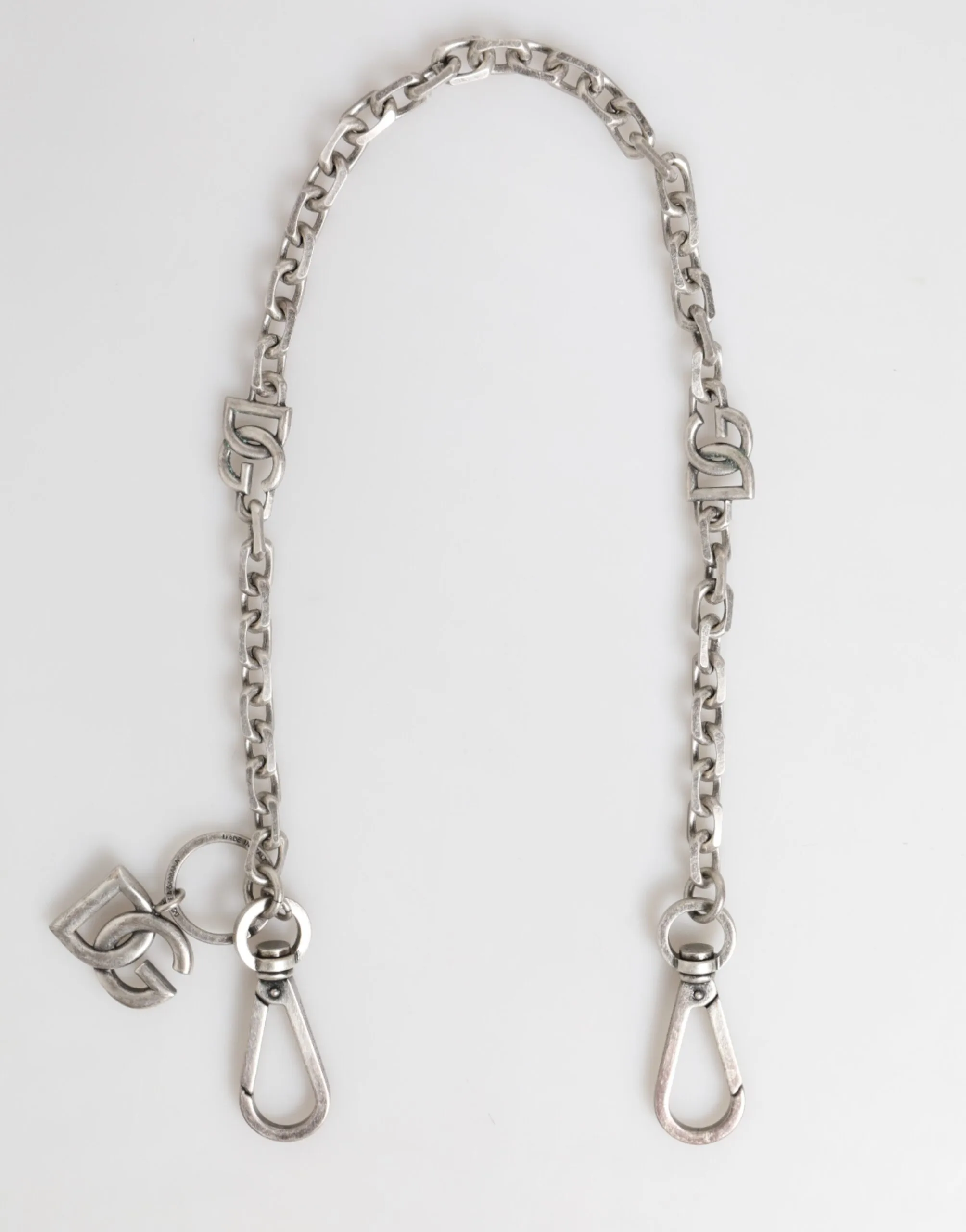 Silver Tone Brass DG Logo Detailing Chain Men Necklace