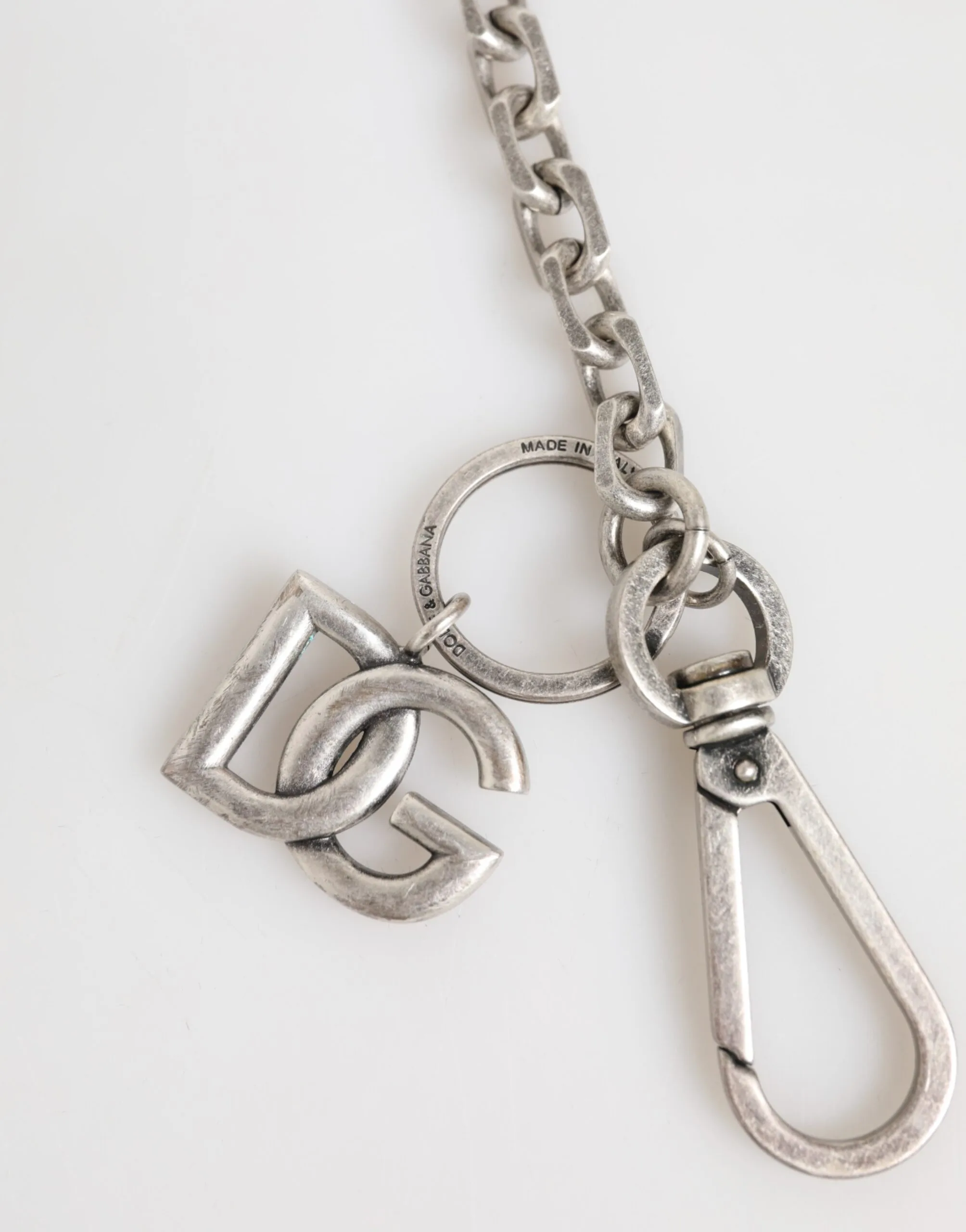Silver Tone Brass DG Logo Detailing Chain Men Necklace - Image 3
