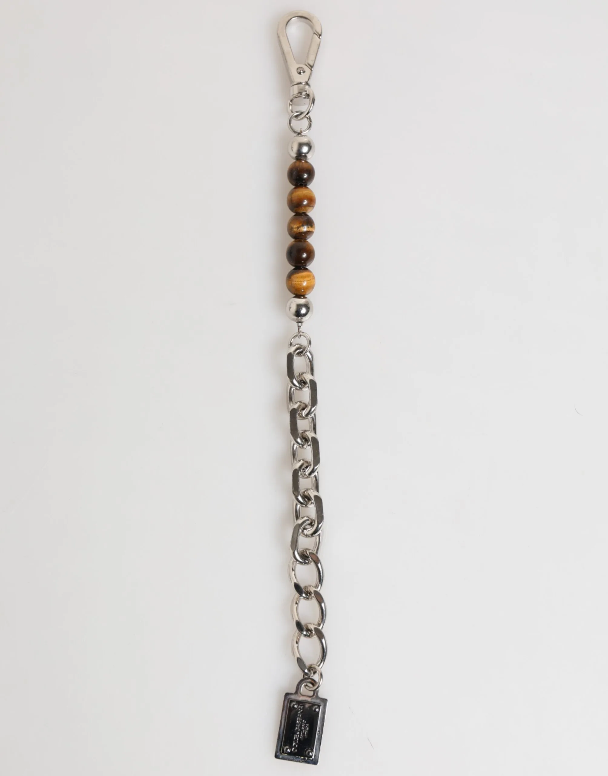 Silver Chain Brass Beaded Lobster Clasp Logo Men Bracelet - Image 3