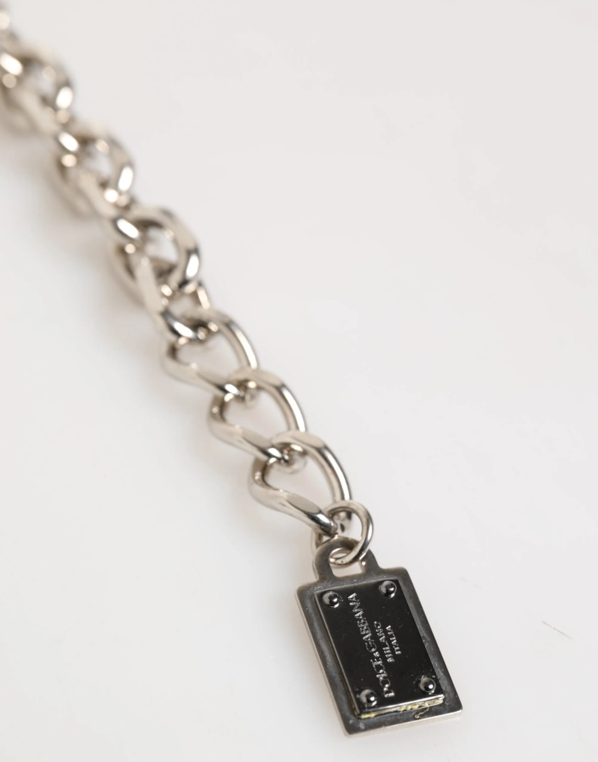 Silver Chain Brass Beaded Lobster Clasp Logo Men Bracelet - Image 4